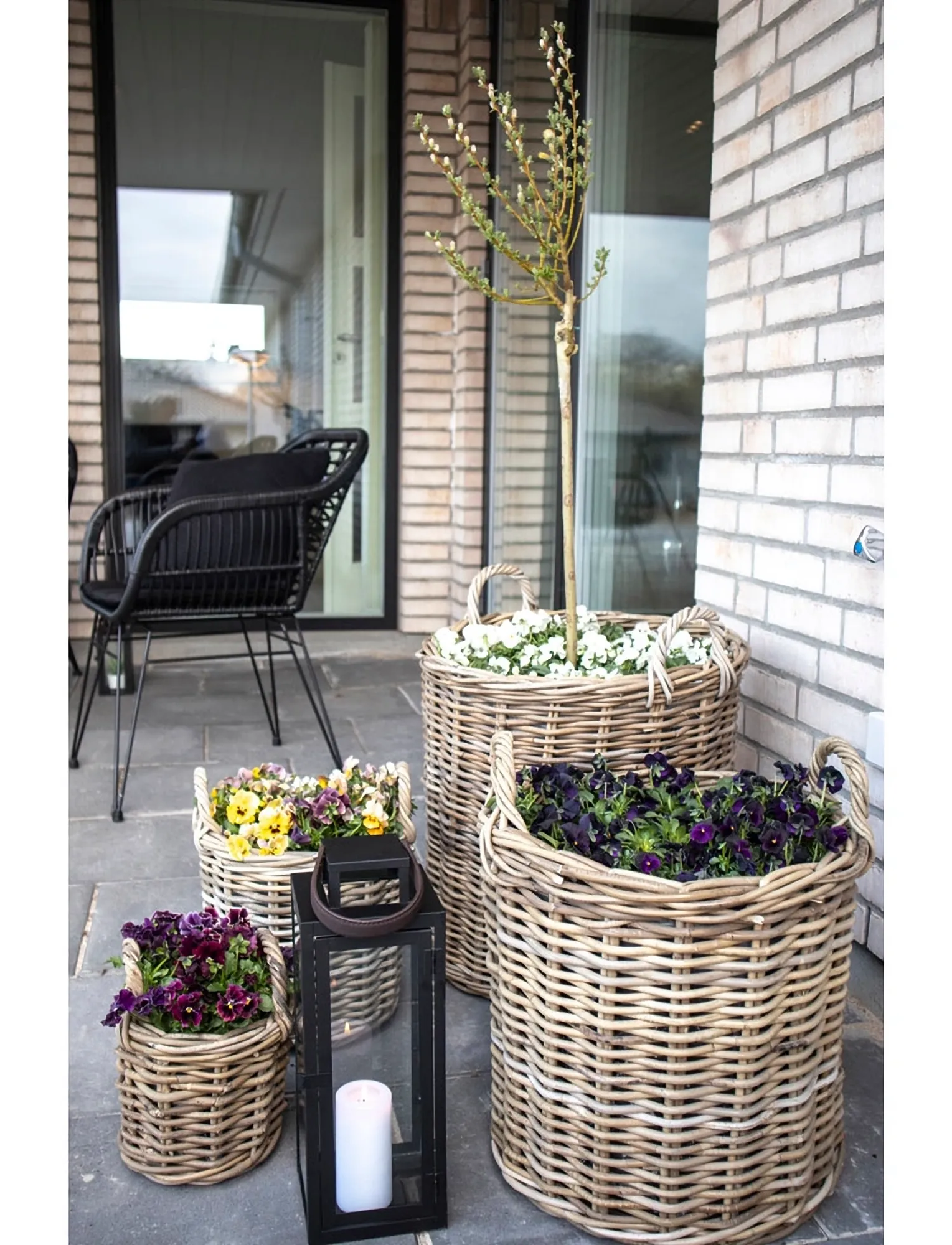 House Nordic - Emma - Baskets, kubu rattan, natural set of 4 - krātuves grozi - natural - 5