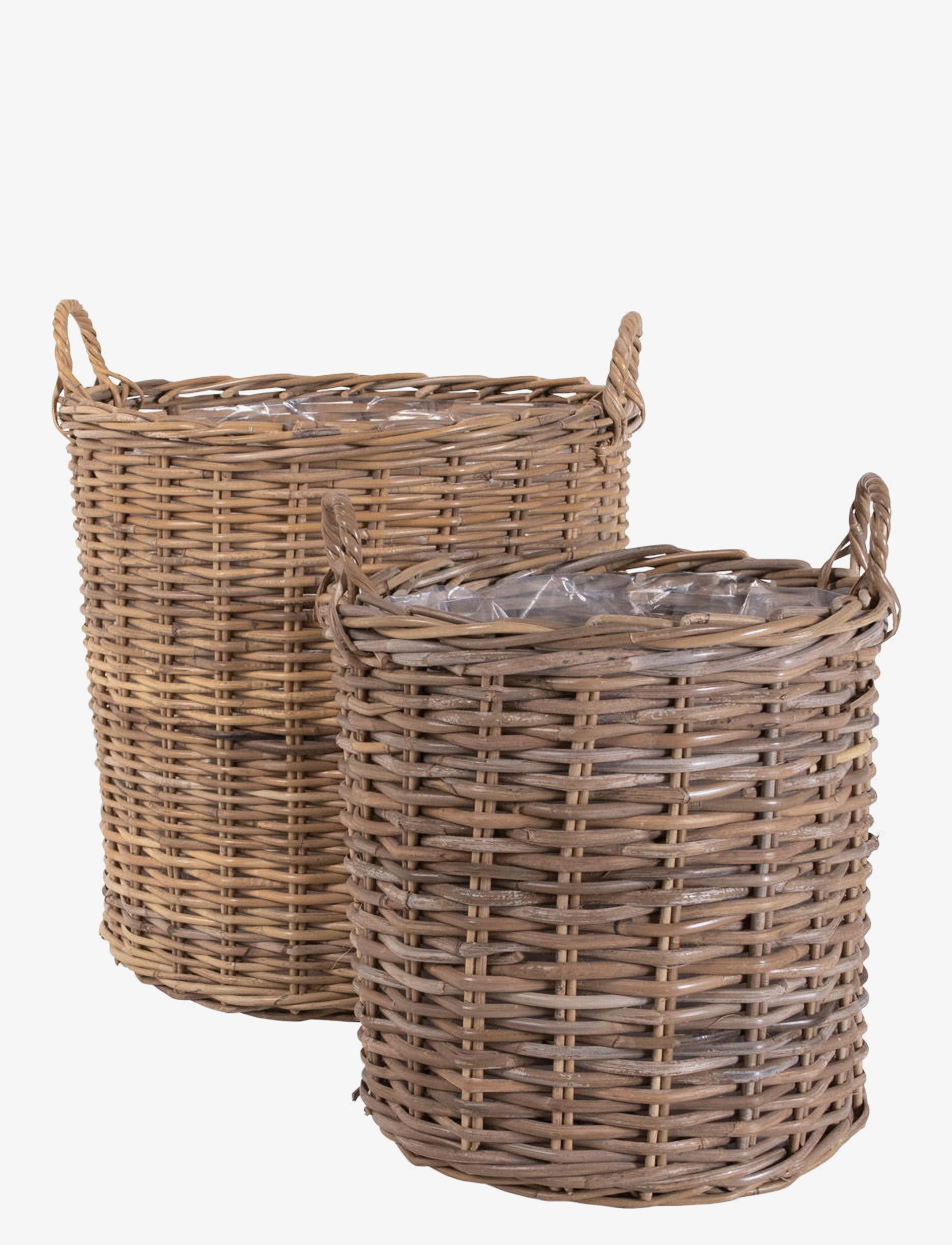 House Nordic Ria Baskets, Kubu Rattan, Natural Set Of 2, Opbevaringskurv, Brun, Str: 58X50X50CM