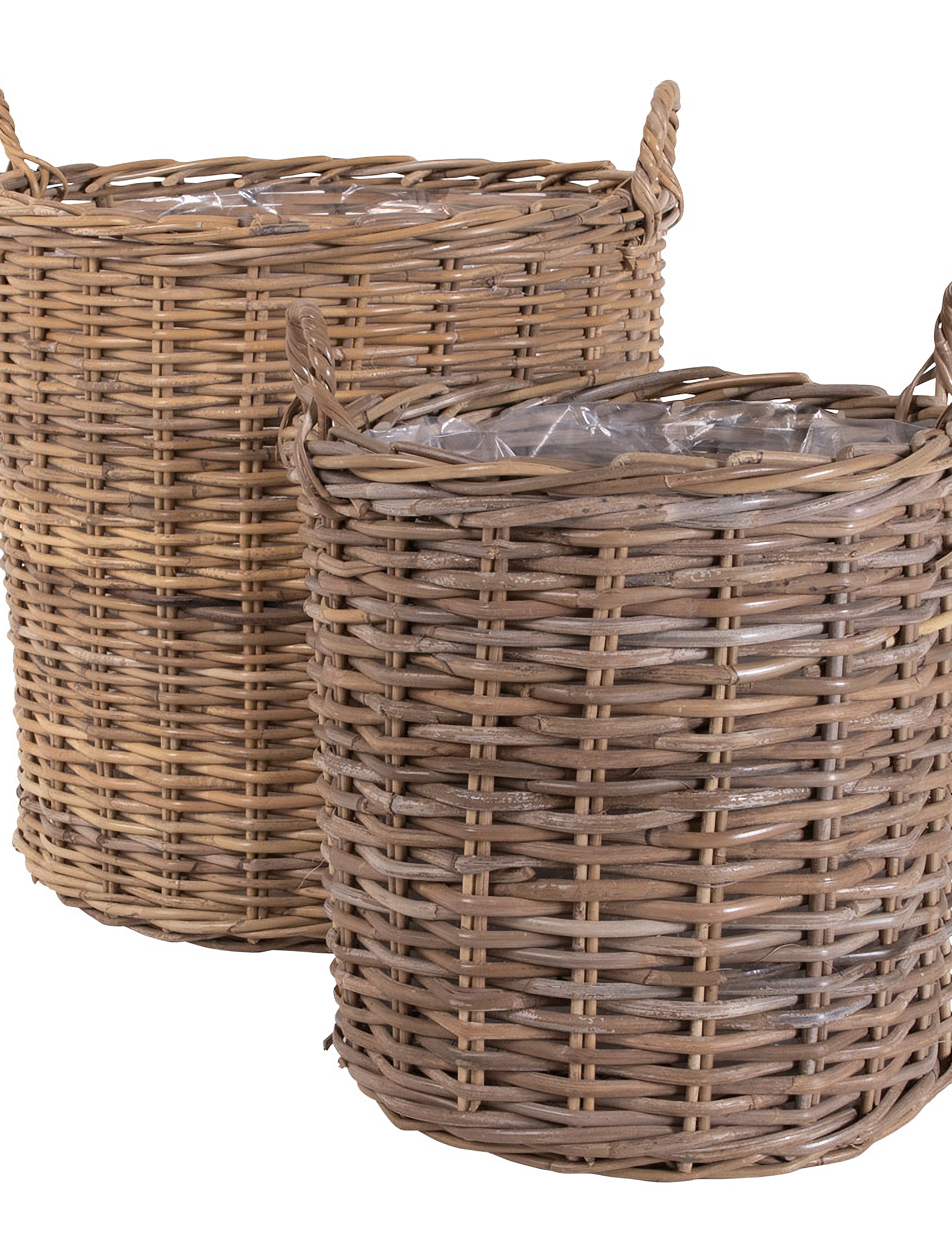 House Nordic Ria Baskets, Kubu Rattan, Natural Set Of 2, 58X50X50 cm, Storage, Braun - Storage Homeware
