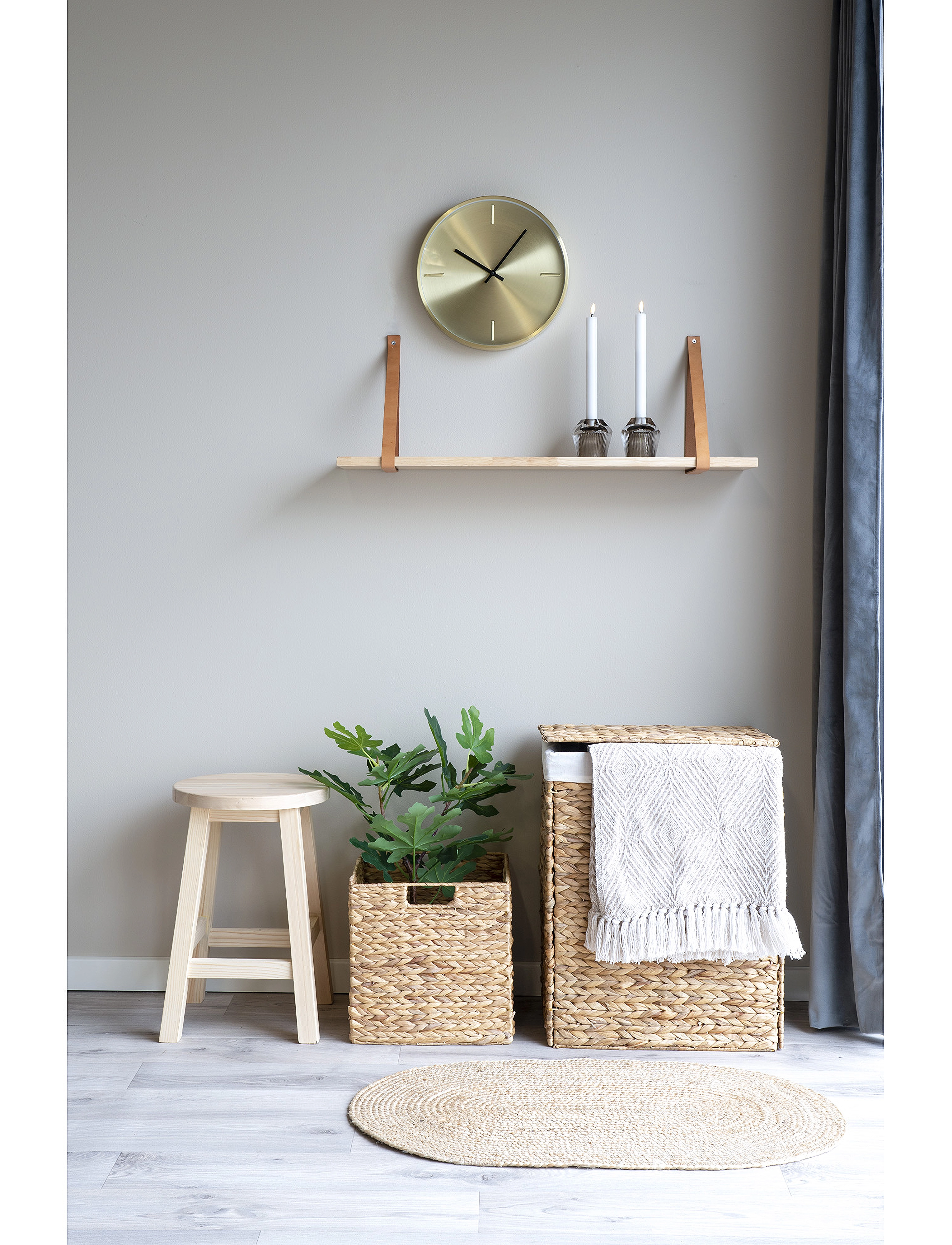 House Nordic Siva Basket, Foldable, Water Hyacinth, Natural, 30X30X30 Cm, cm, Storage, Beige - Storage Baskets, Homeware