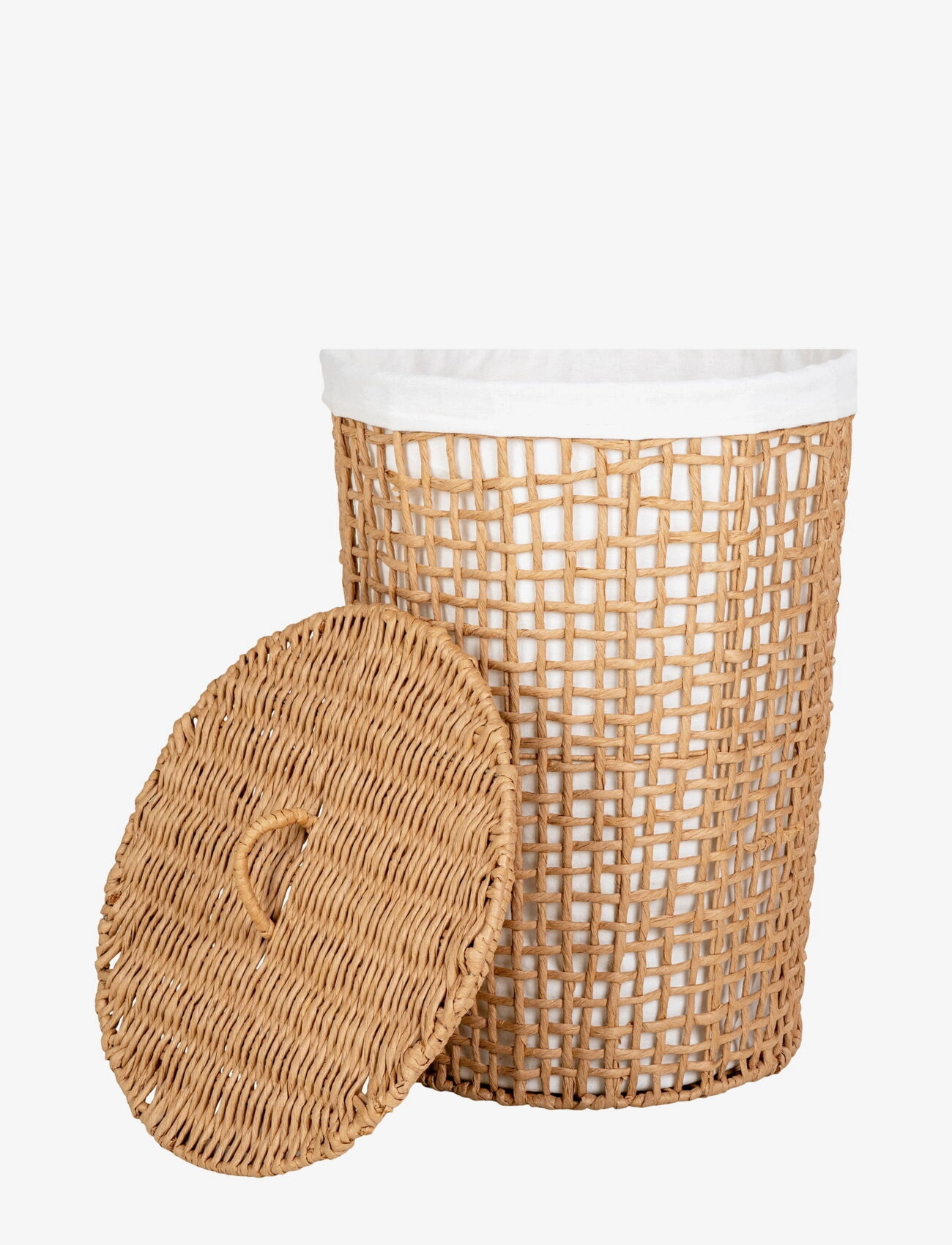 House Nordic - Rie - Laundry Basket, paper, natural/white, ø42x56 cm - vasketøjskurve - light brown/white - 2