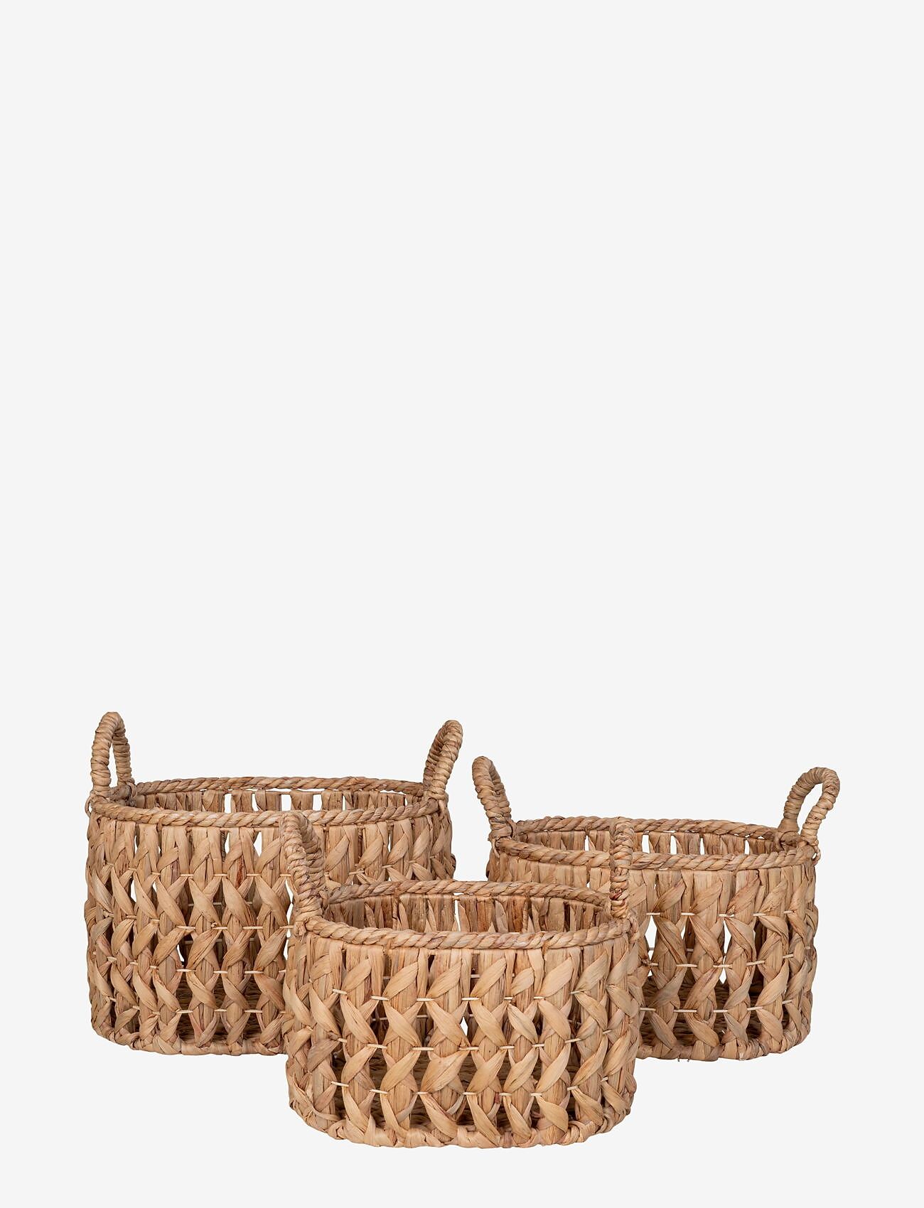 House Nordic - Tova - Baskets, water hyacinth, natural, set of 3 - køb efter pris - natural - 0