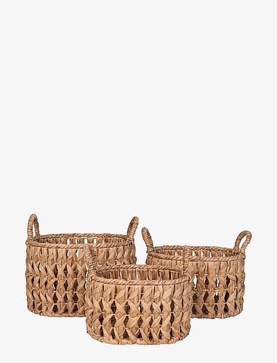 House Nordic Tova - Baskets, water hyacinth, natural, set of 3 - Förvaringskorgar - NATURAL / brown