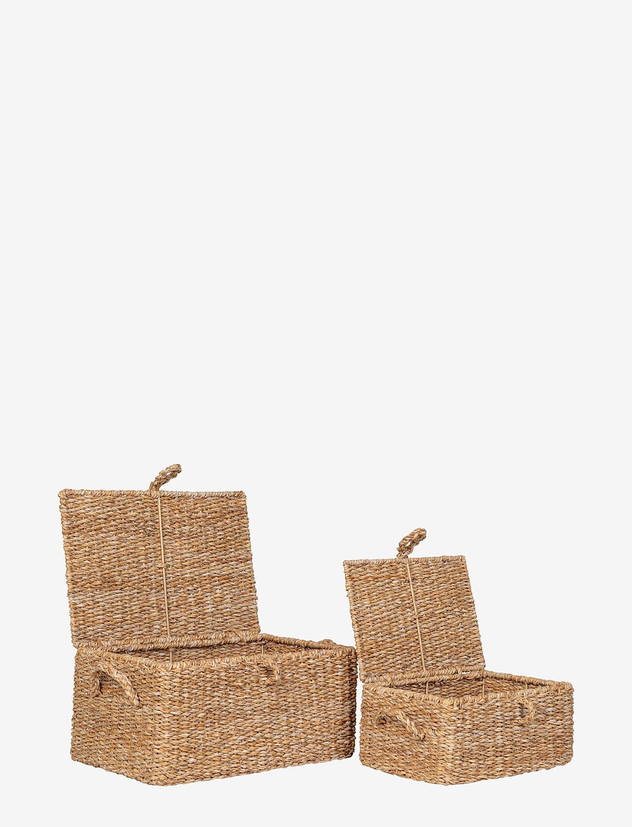 House Nordic - Tine - Baskets, seagrass/metal, natural, set of 2 - aufbewahrungskörbe - natural - 2