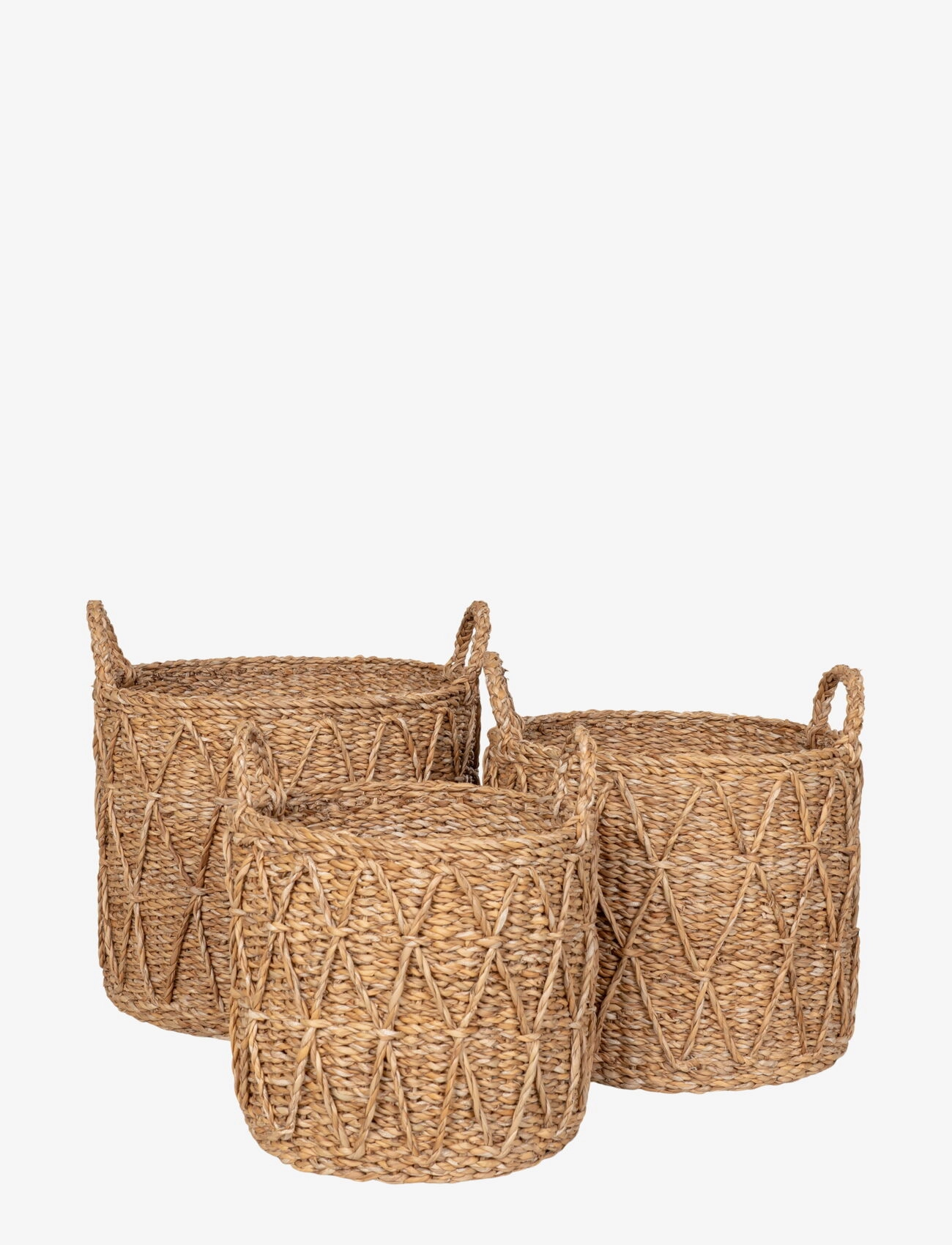 House Nordic Sivi Baskets, Seagrass, Natural, Set Of 3, Flower Pots, Str: 30X36X36CM