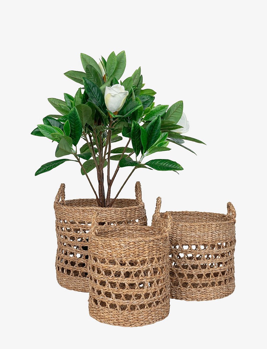 House Nordic - Lilia - Baskets, seagrass, natural, set of 3 - hoiukorvid - natural / black - 2