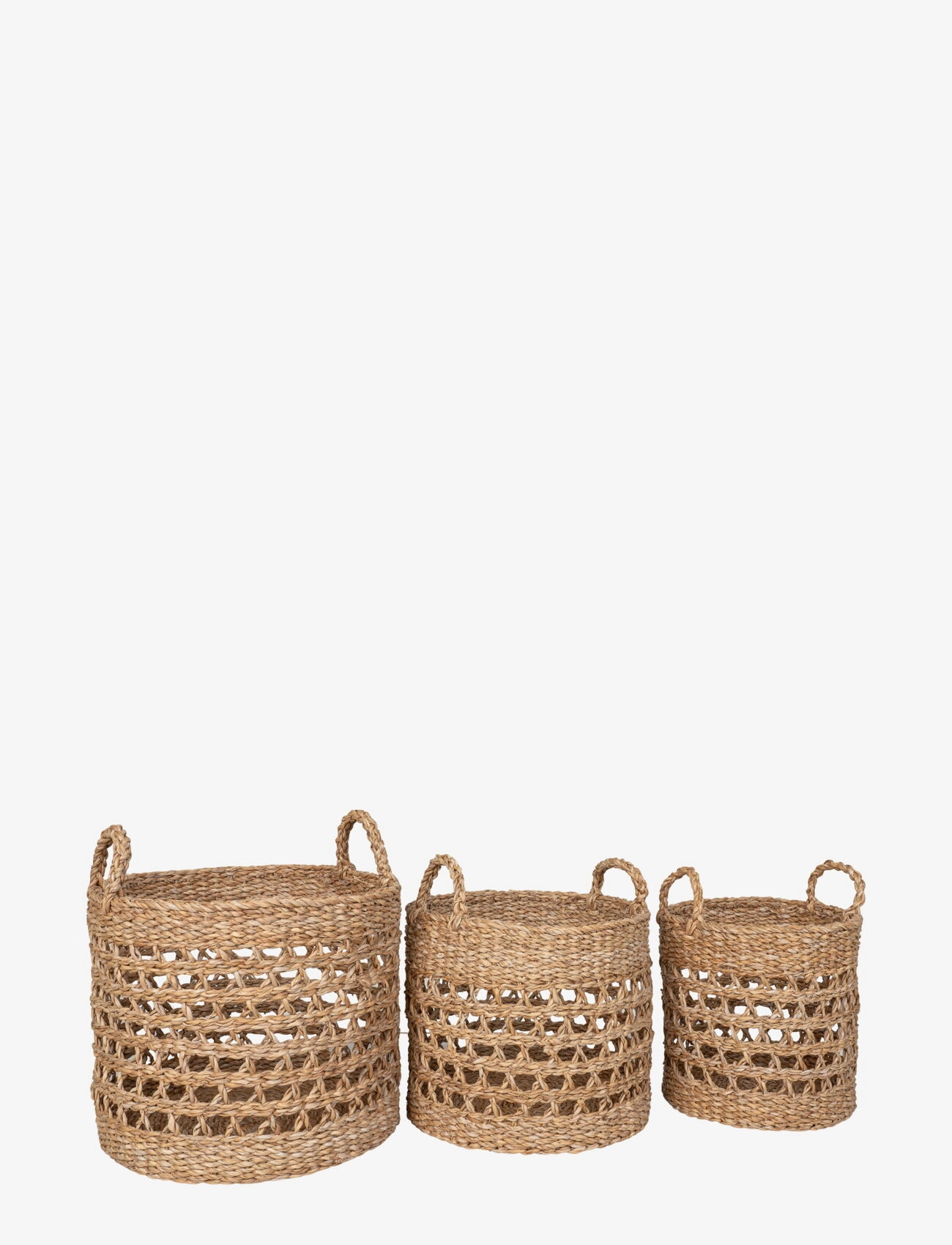 House Nordic - Lilia - Baskets, seagrass, natural, set of 3 - storage baskets - natural / black - 3