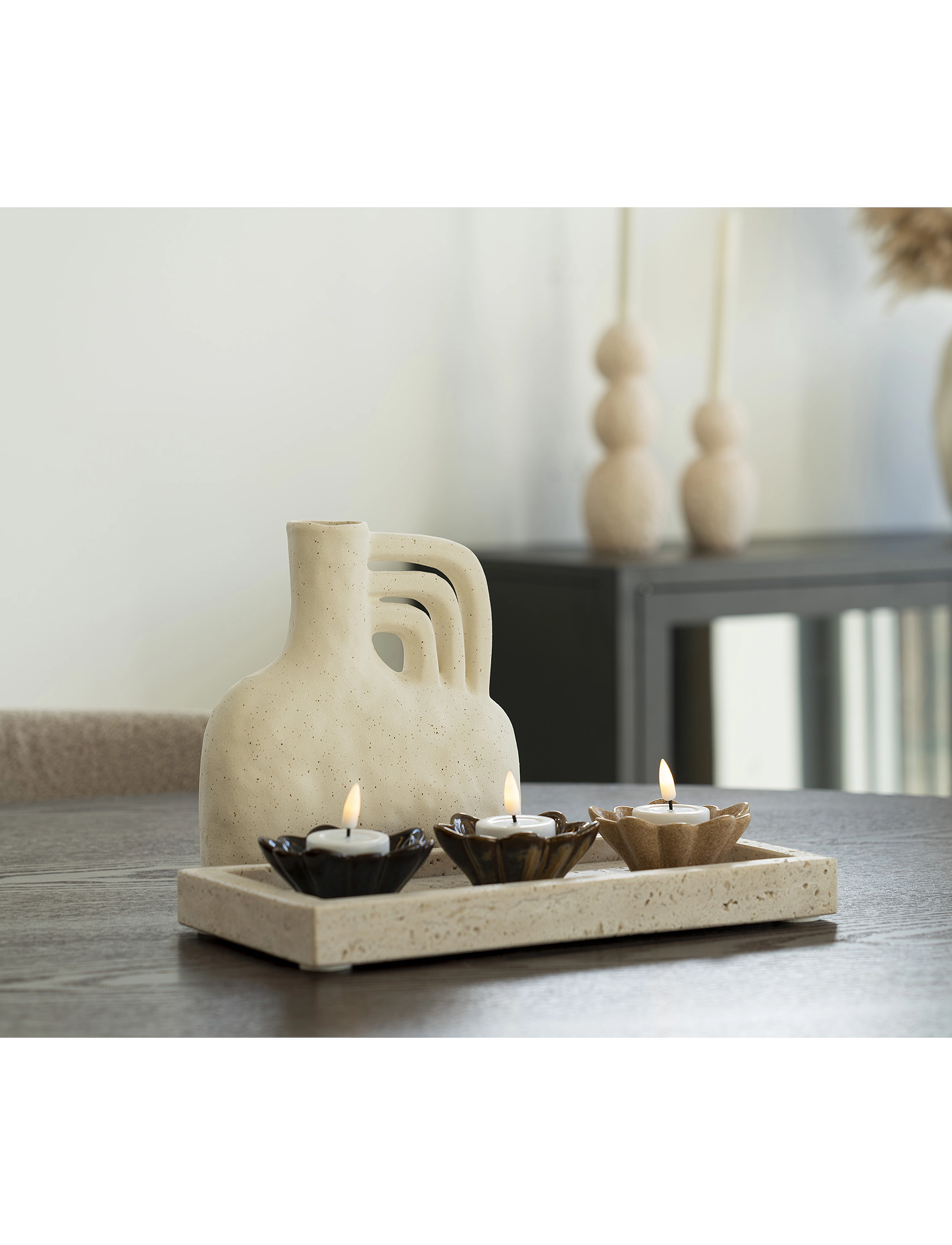 House Nordic - Bryn - Vase, ceramic, beige, 18,5x8x19,5 cm - vaser - beige - 4