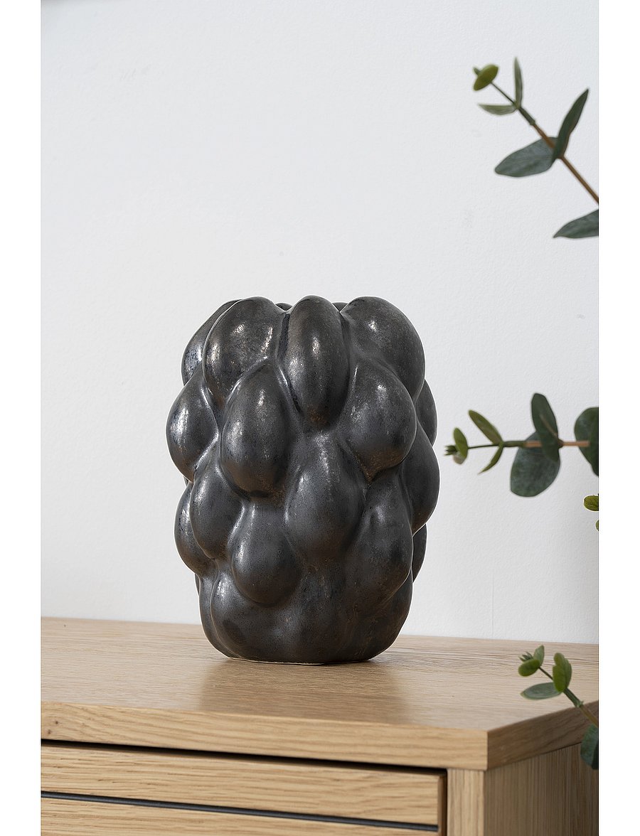 House Nordic - Reka - Vase, ceramic, black, 14x15x19 cm - vases - black - 4