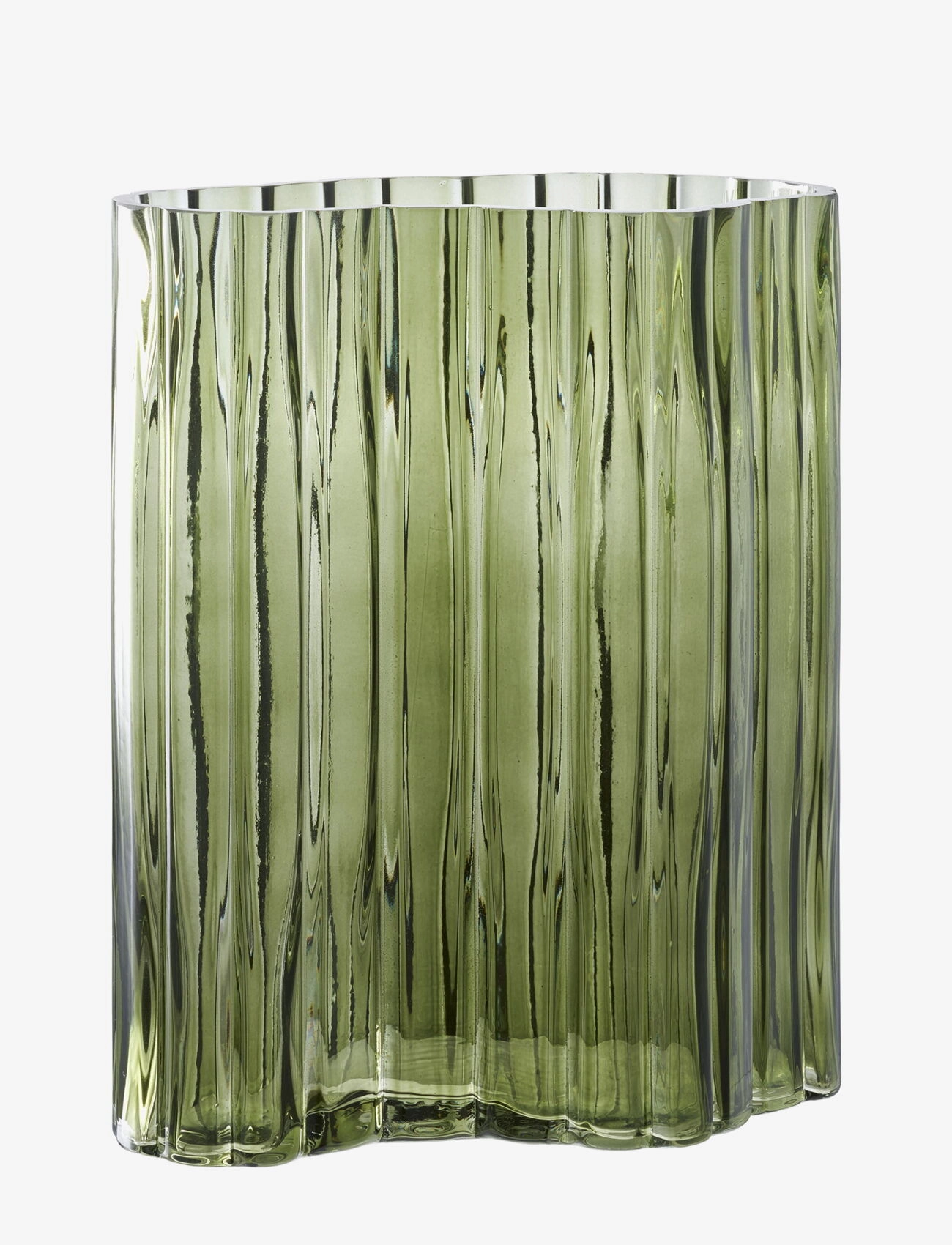 House Nordic - Grete - Vase, glass, smoked green 21x12x26,5 cm - ystävänpäivälahjat - green - 2