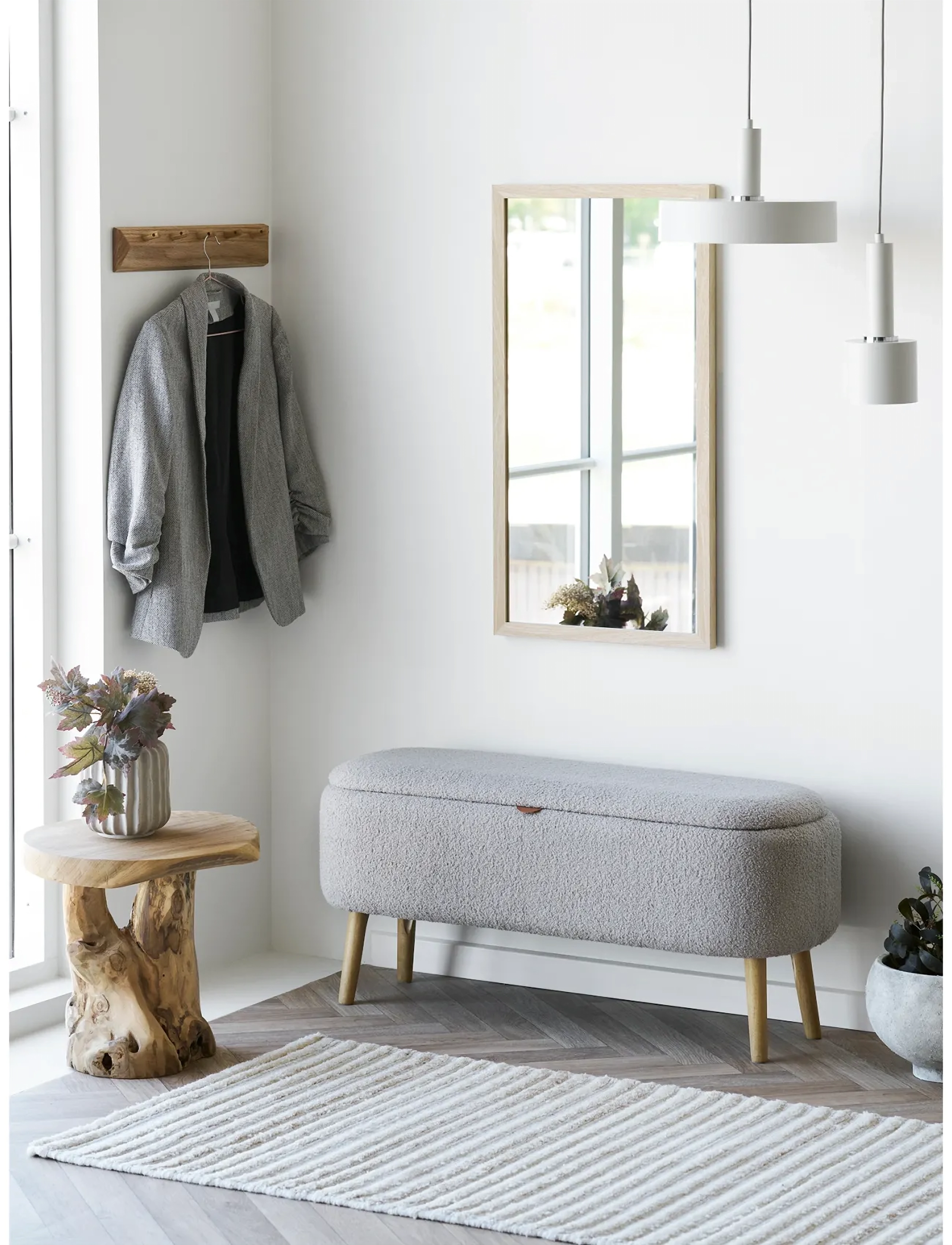 House Nordic - Bjørk - Coat rack with 5 hooks, oak, 50x8,5 cm - kleiderhaken und ständer - natural - 3