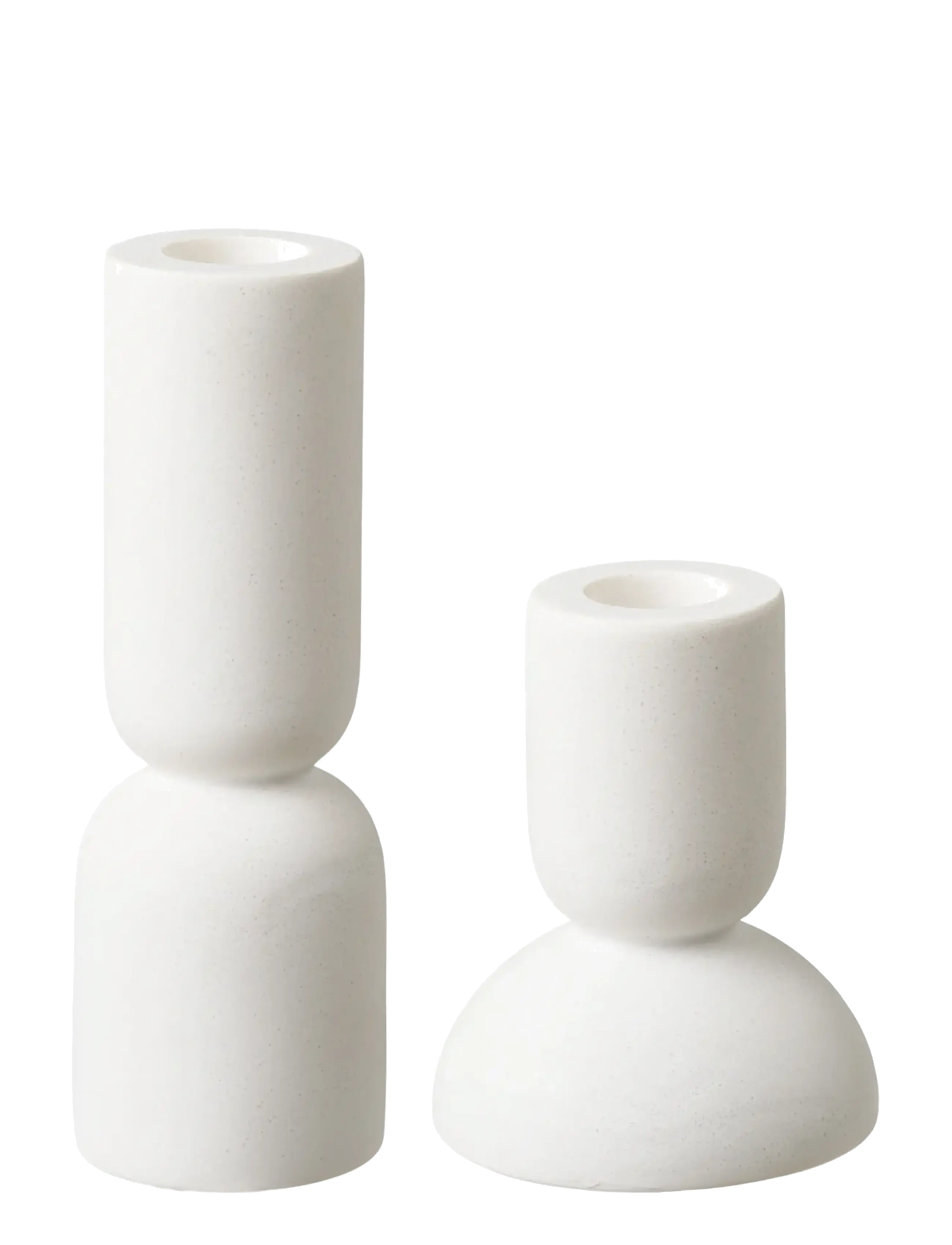House Nordic Thyra Candle Holder, Limestone, White, Set Of 2, Fyrfadsstage, Hvid, Str: 7.5X7.5X15CM
