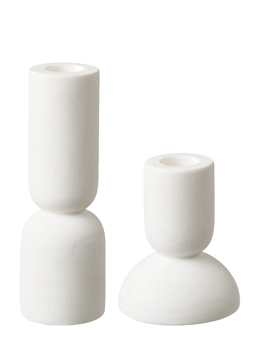 House Nordic - Thyra - Candle holder, limestone, white, set of 2 - kerzenständer - white - 1