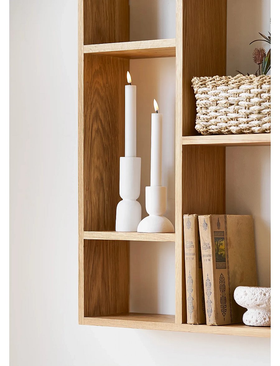 House Nordic - Thyra - Candle holder, limestone, white, set of 2 - kerzenständer - white - 5