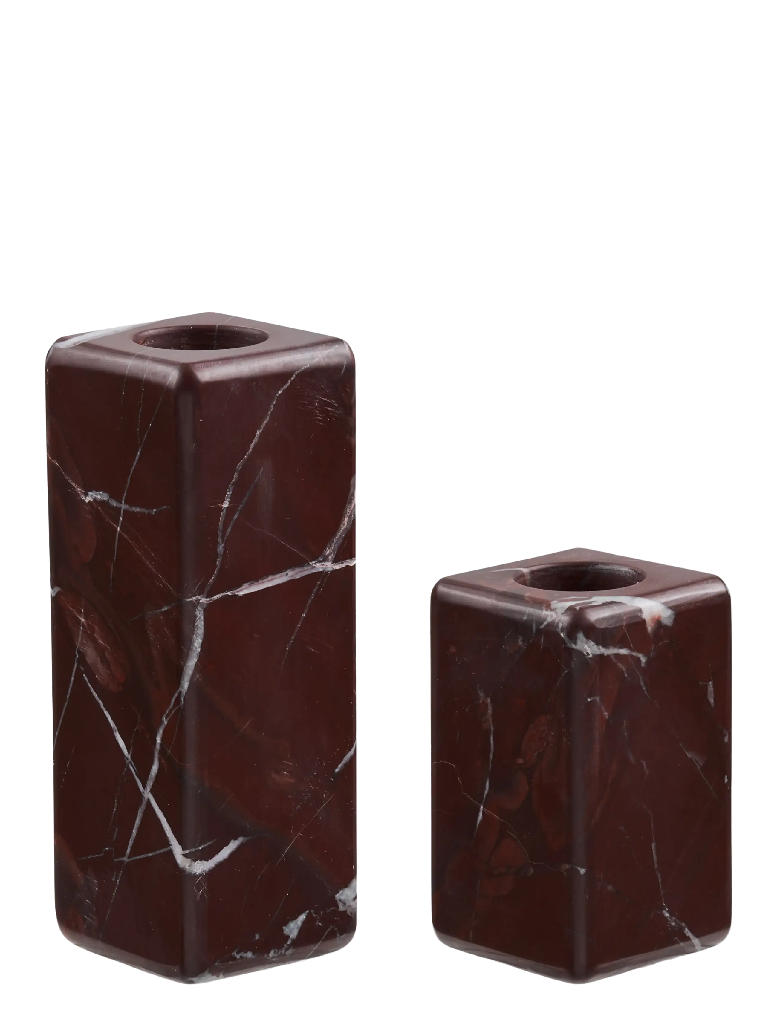 House Nordic Sanne - Candle Holders, marble, set of 2 - Lighting - CHESTNUT RED / burgundy