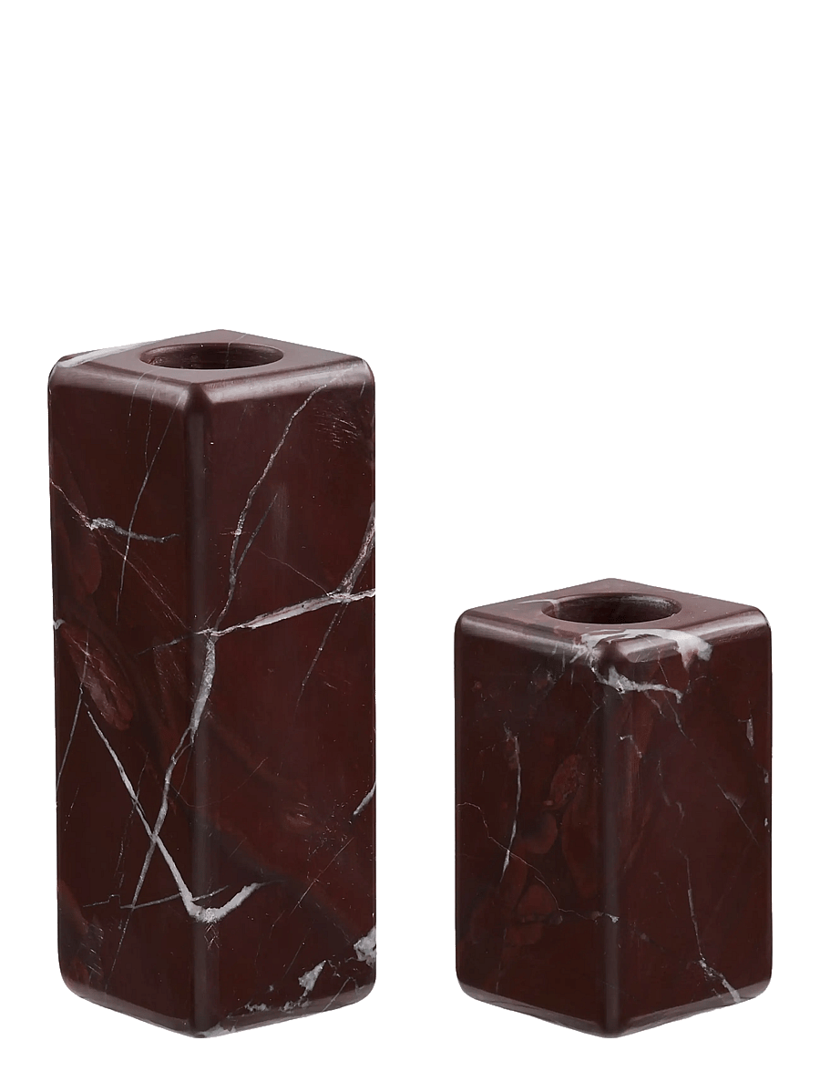 House Nordic - Sanne - Candle Holders, marble, set of 2 - valgustustarvikud - chestnut red - 1