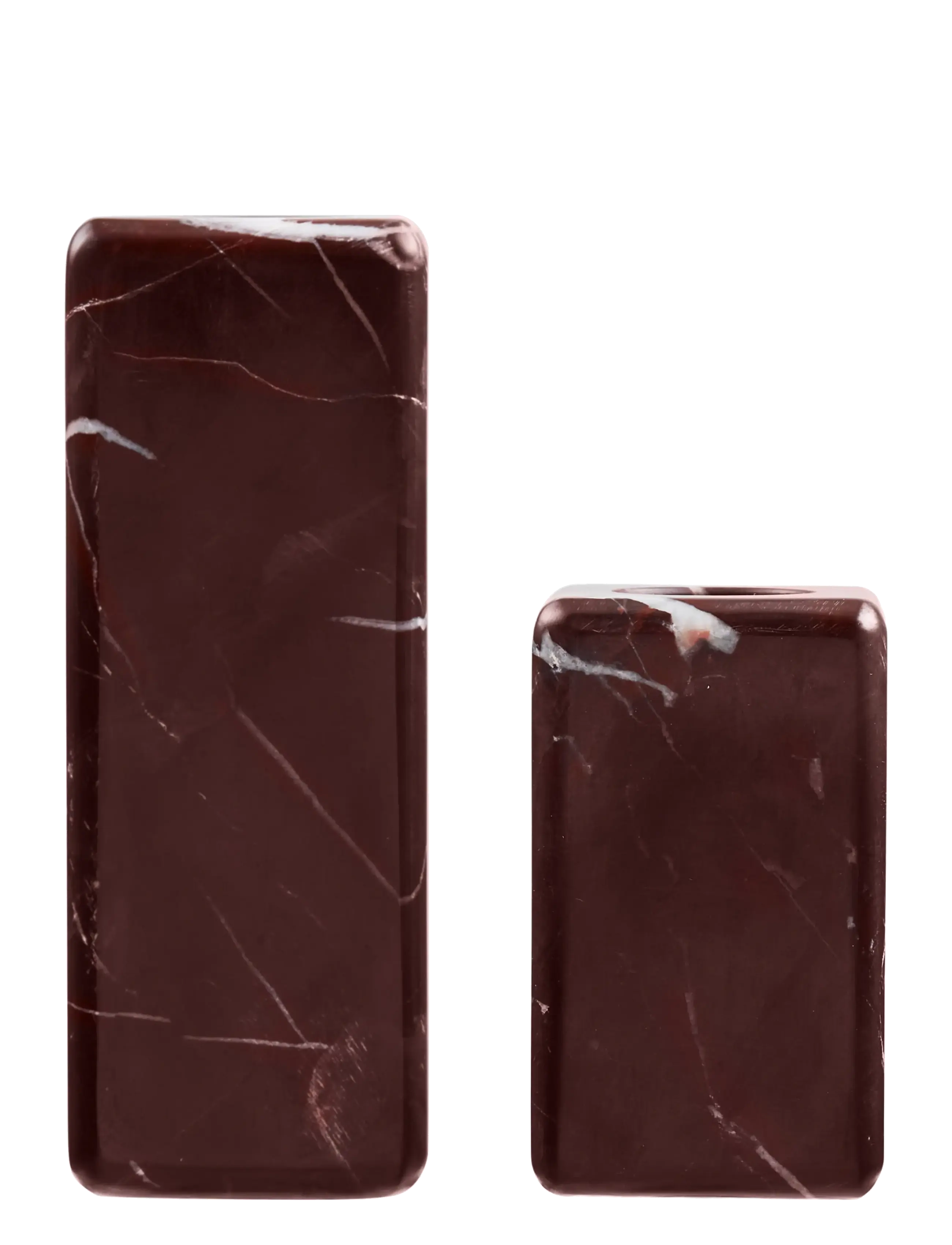 House Nordic - Sanne - Candle Holders, marble, set of 2 - chestnut red - 2