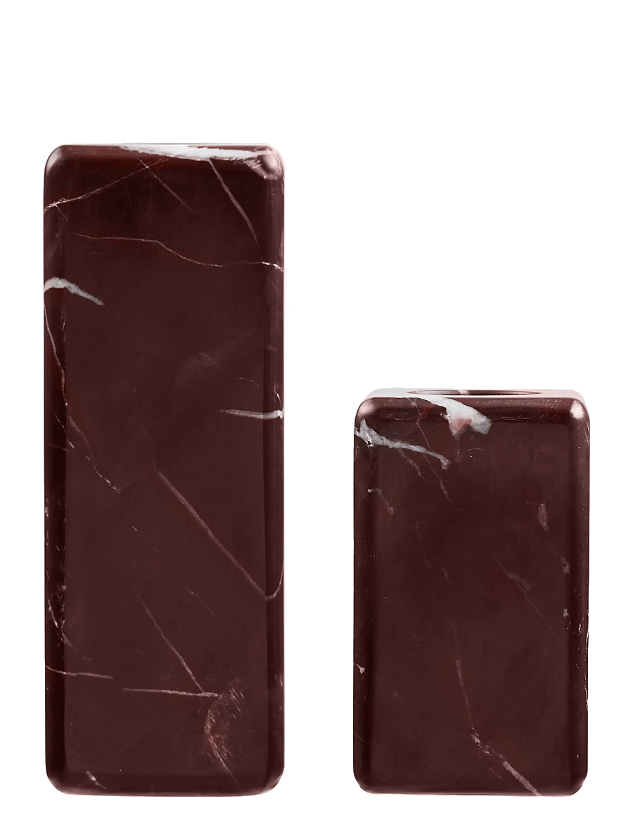 House Nordic - Sanne - Candle Holders, marble, set of 2 - valgustustarvikud - chestnut red - 2