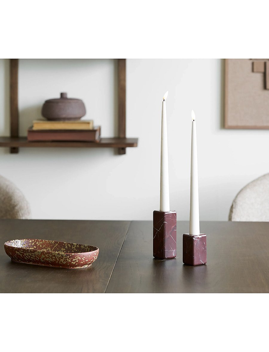 House Nordic - Sanne - Candle Holders, marble, set of 2 - valgustustarvikud - chestnut red - 0