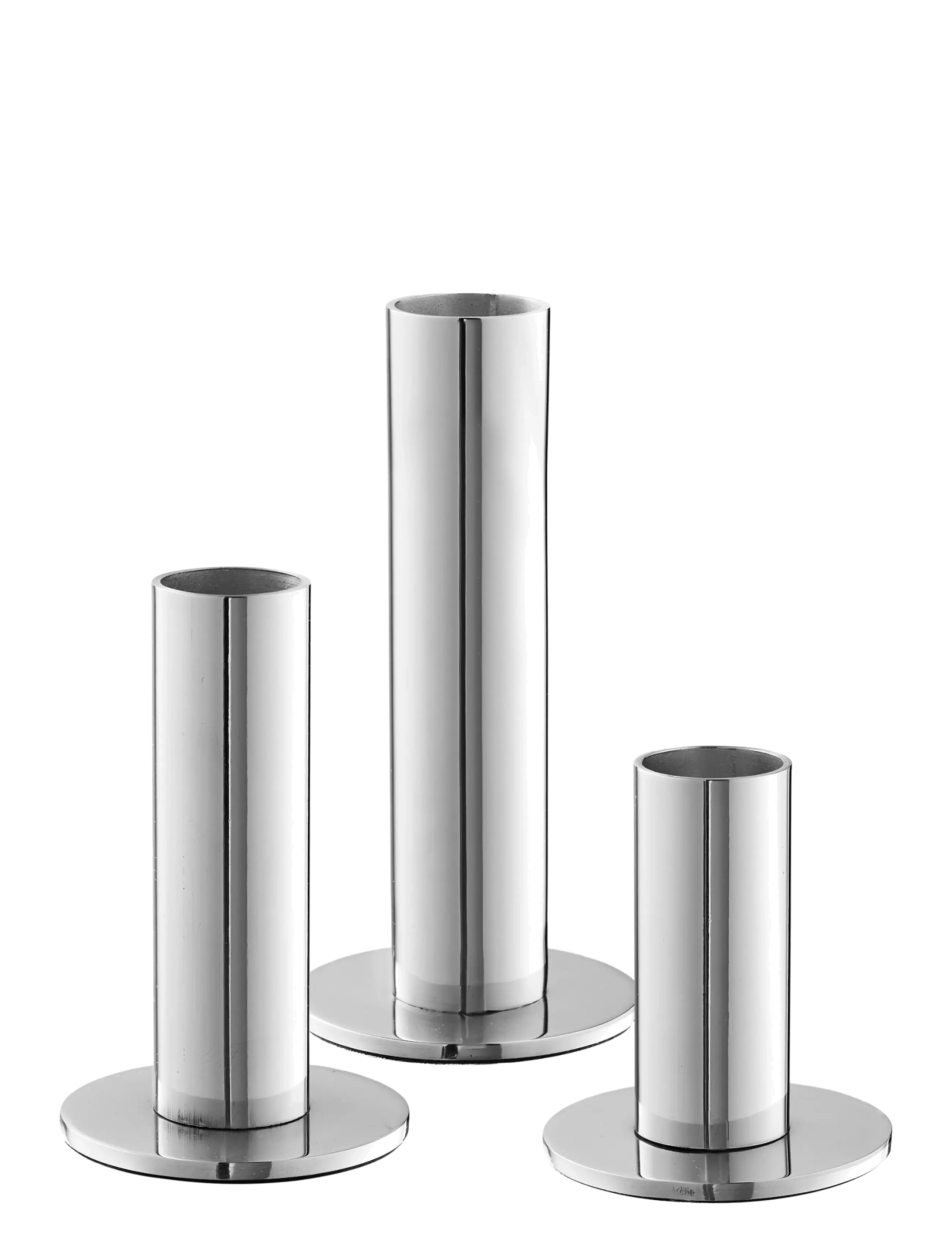House Nordic Sanne - Candle Holders, strintless steel, set of 3 - Lysestager - SILVER / silver