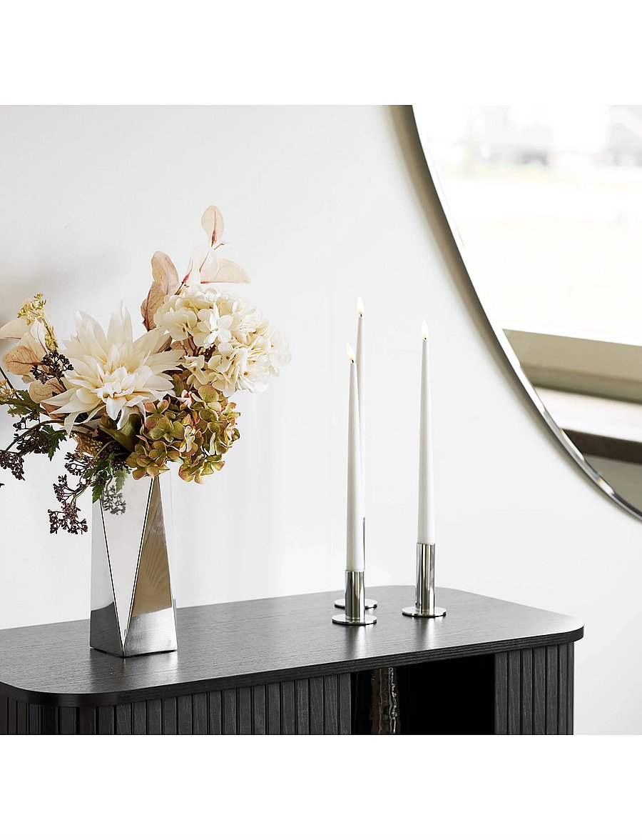 House Nordic - Sanne - Candle Holders, strintless steel, set of 3 - küünlajalad - silver - 0