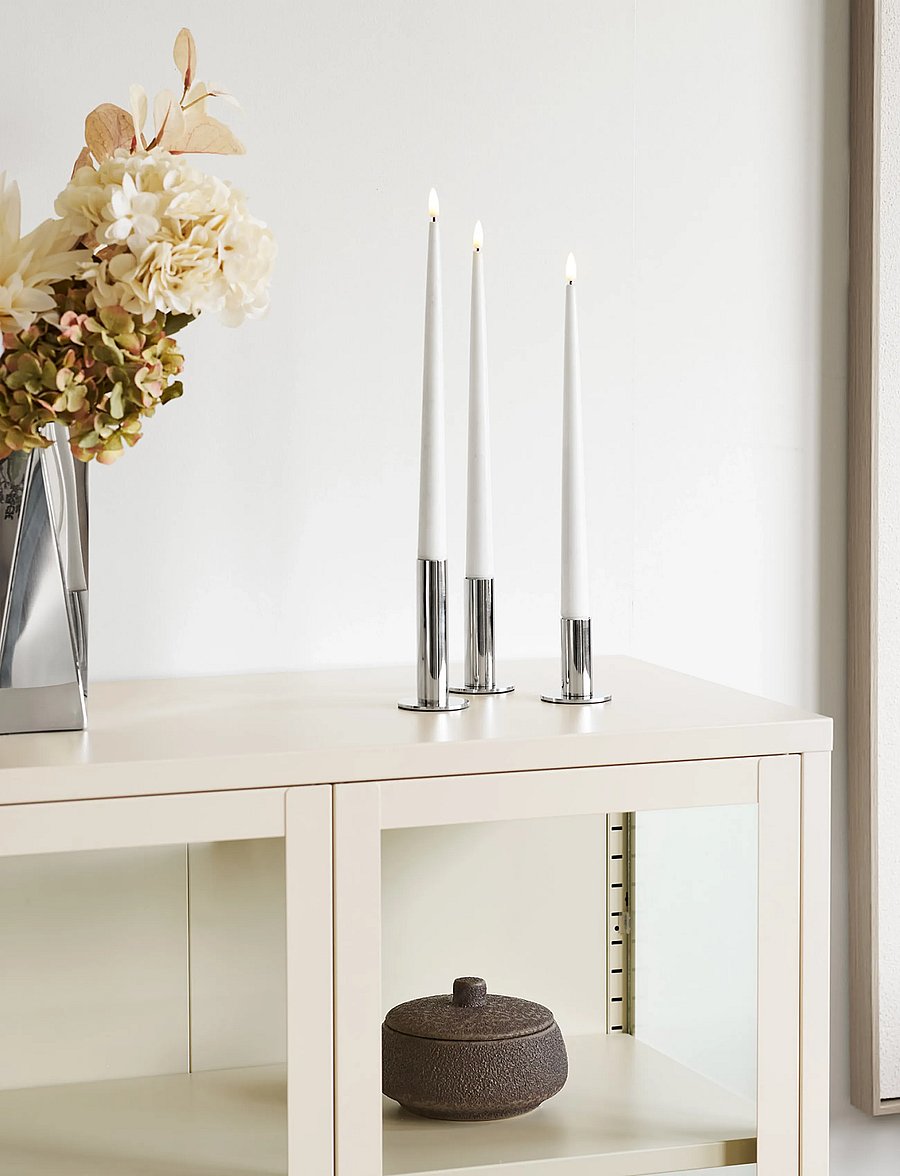 House Nordic - Sanne - Candle Holders, strintless steel, set of 3 - küünlajalad - silver - 2