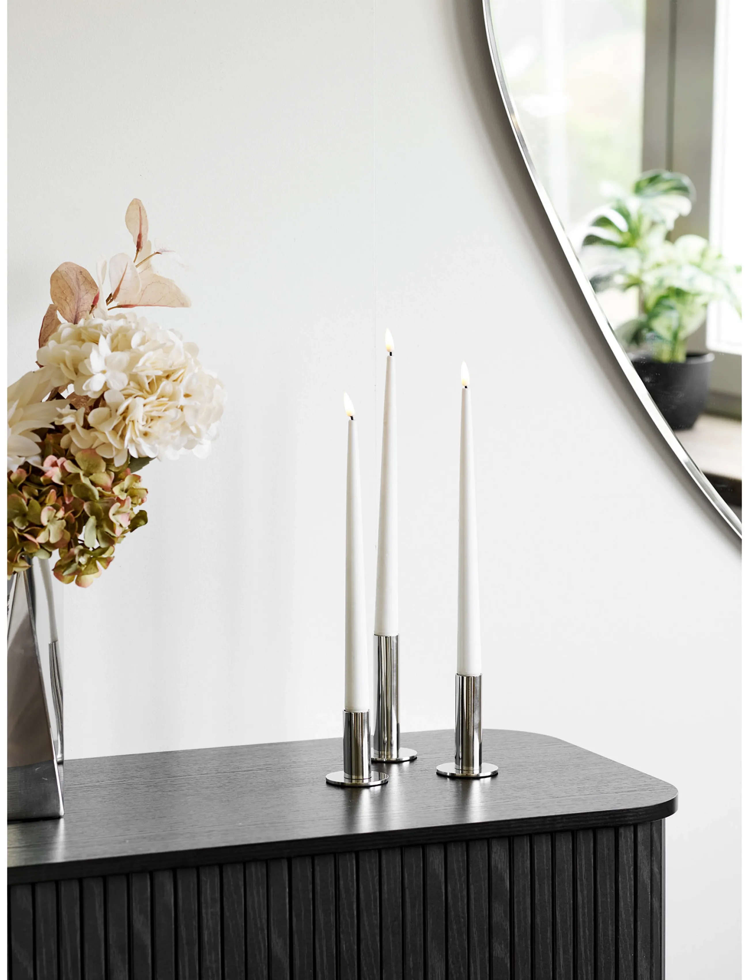 House Nordic Sanne - Candle Holders, strintless steel, set of 3 - Konfirmation - SILVER / silver
