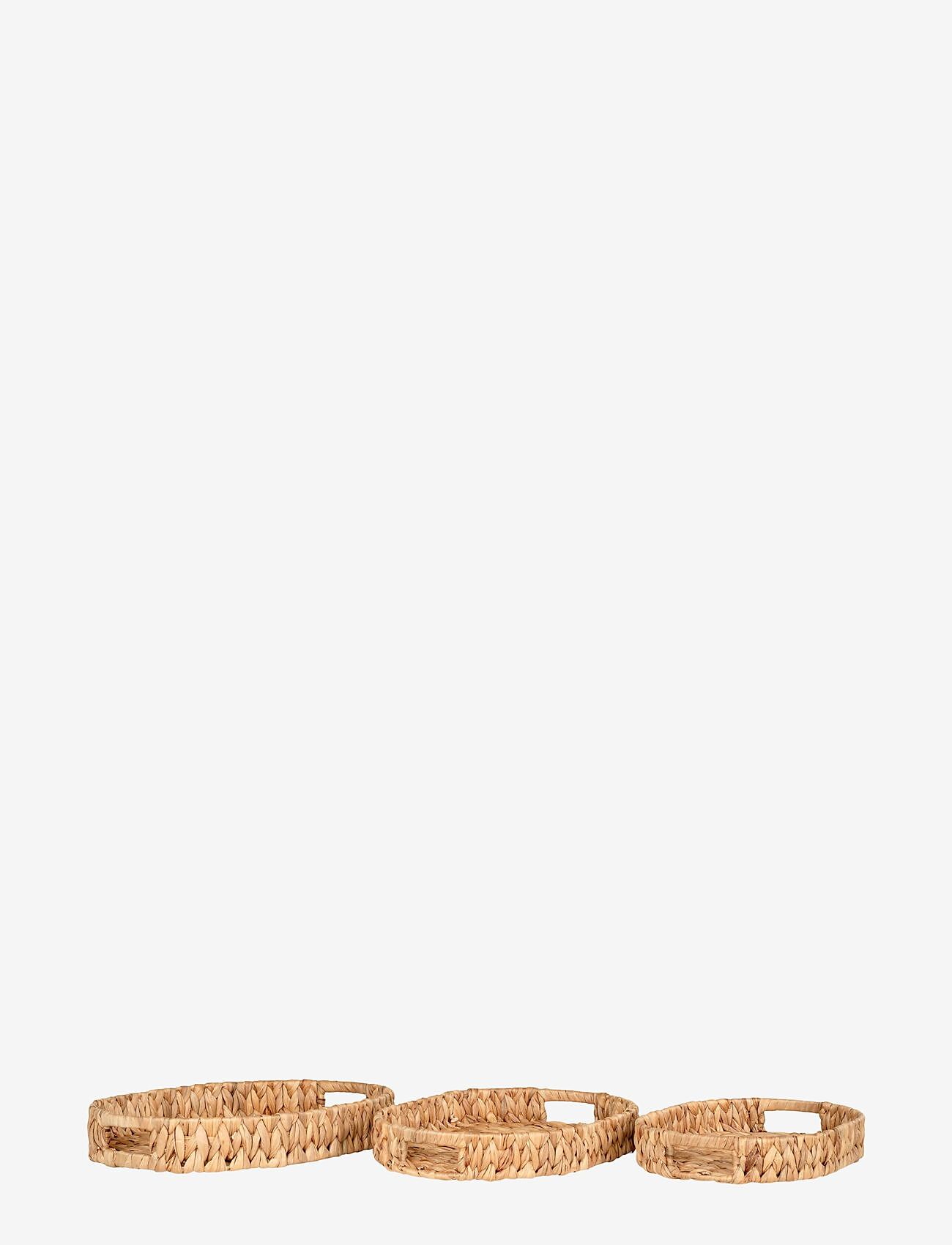 House Nordic - Elsa - Trays, water hyacinth, natural, set of 3 - brickor - natural - 0