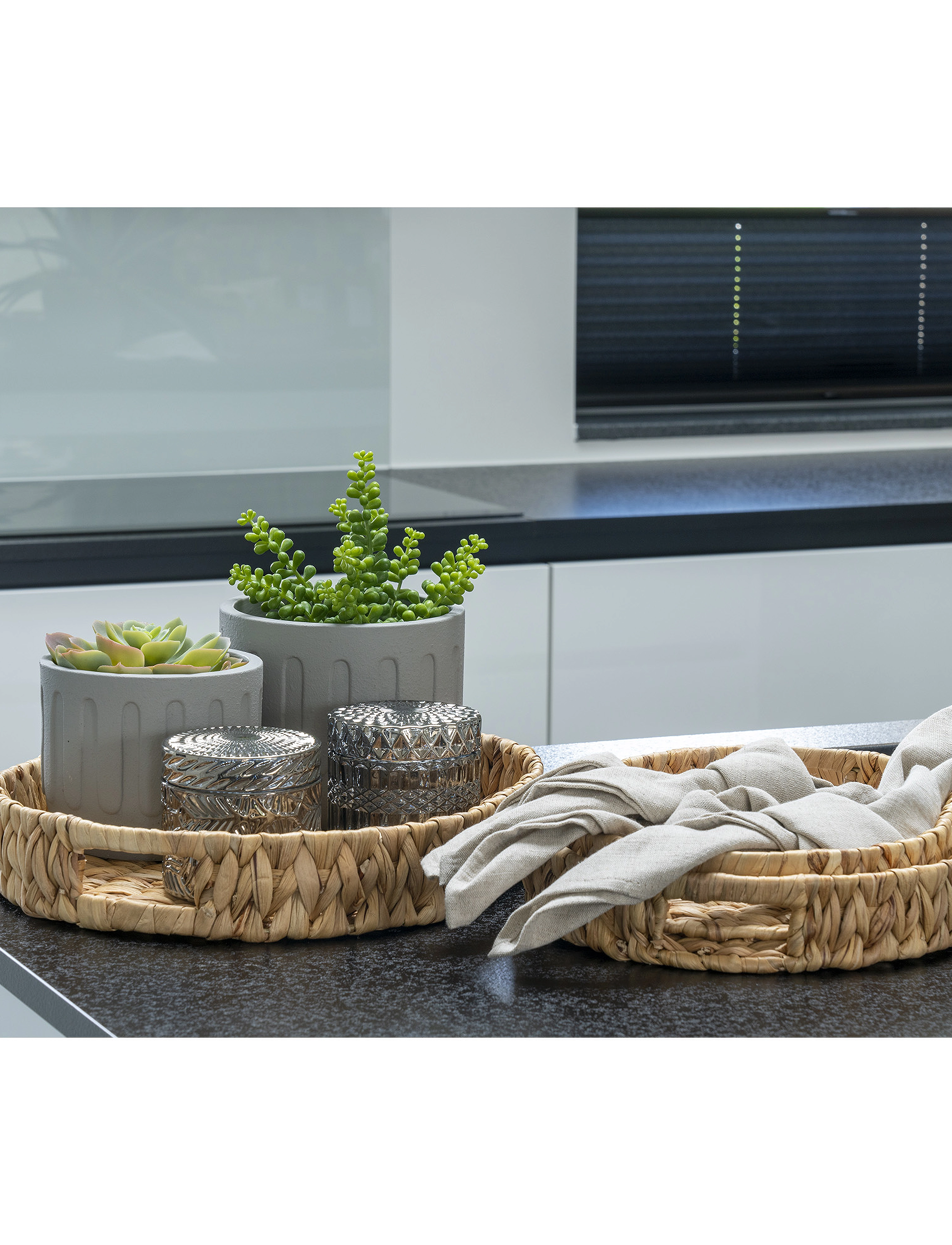 House Nordic - Elsa - Trays, water hyacinth, natural, set of 3 - trays - natural - 5