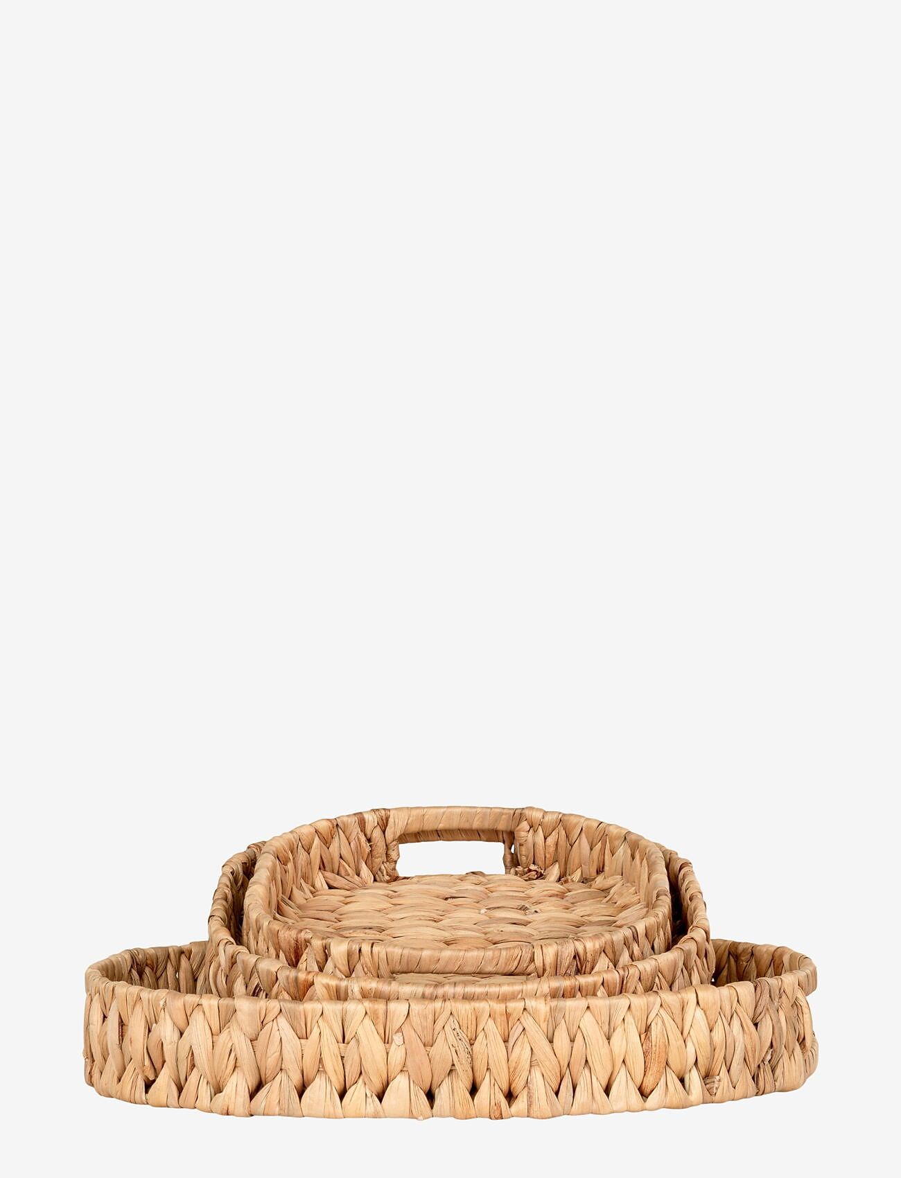 House Nordic - Elsa - Trays, water hyacinth, natural, set of 3 - brickor - natural - 3