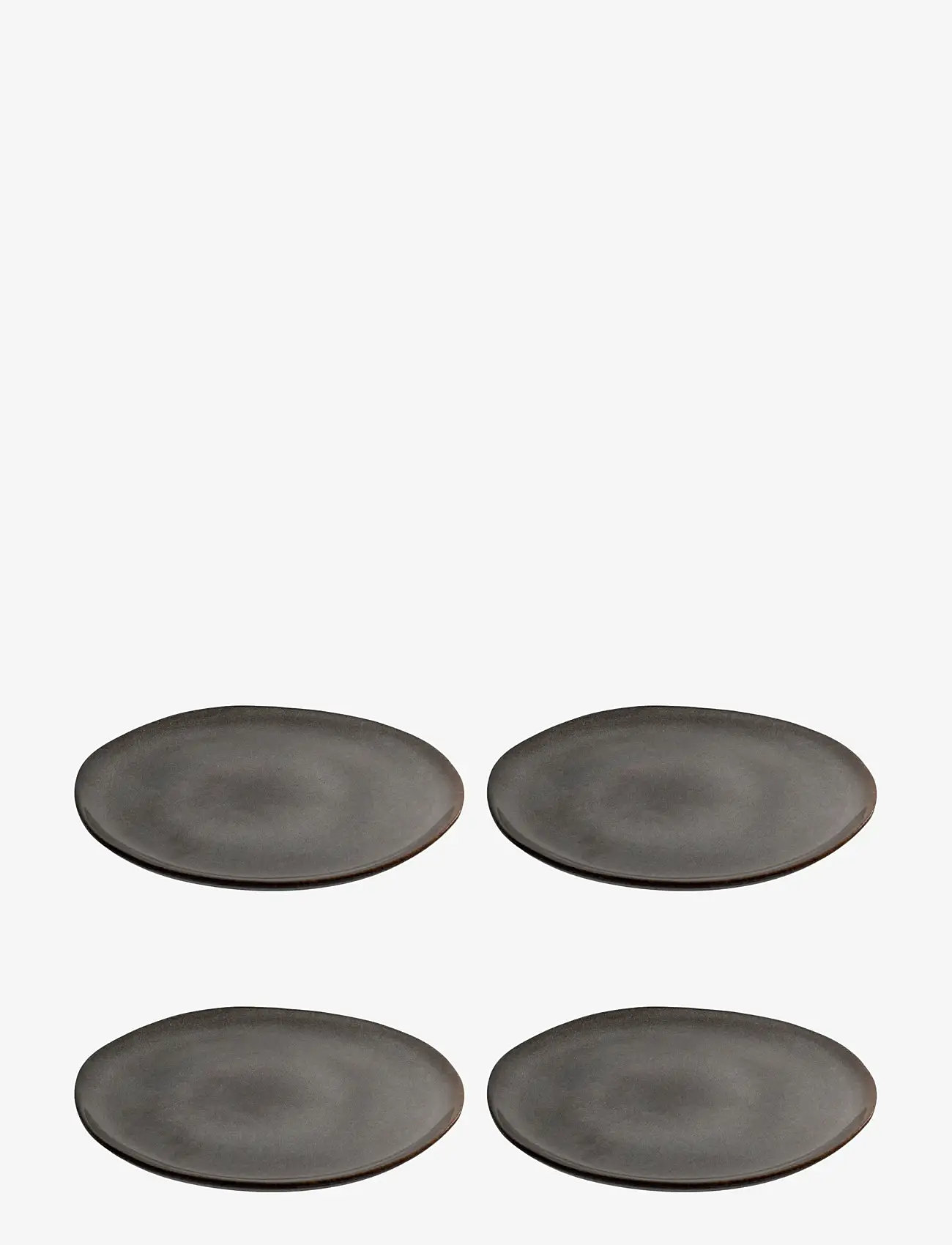 House Nordic - Hilde - Lunch Plate, ceramic, grey/brown ø21 cm, set of 4 - grey / brown - 0