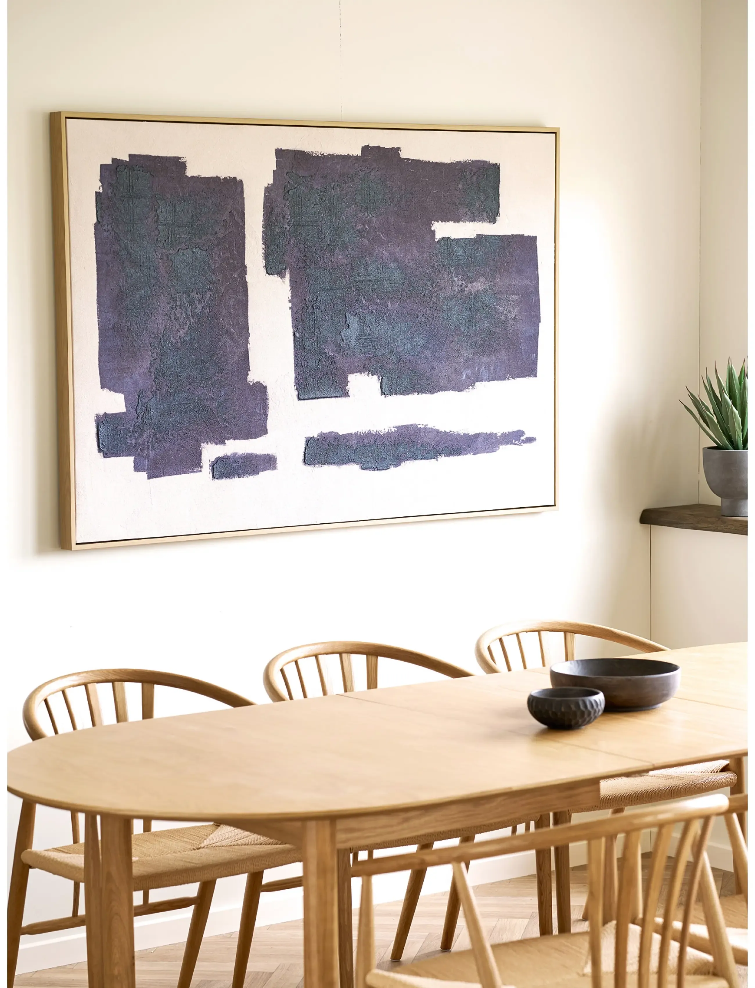 House Nordic - Ida - Canvas print with hand painted details - plakater & billedrammer - beige / blue - 3