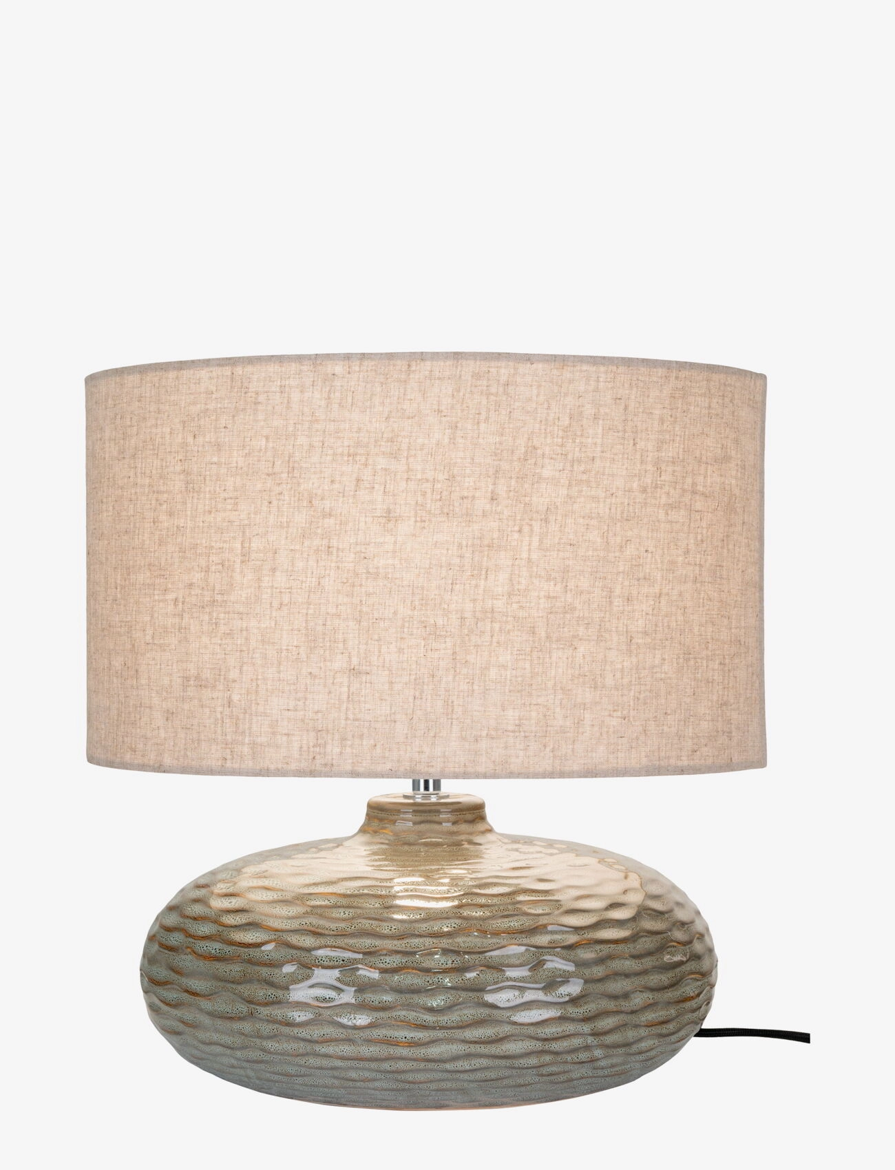 House Nordic Misa Table Lamp, Green Ceramic With Lampshade, Bordlampe, Grøn, Str: 44X36X36CM