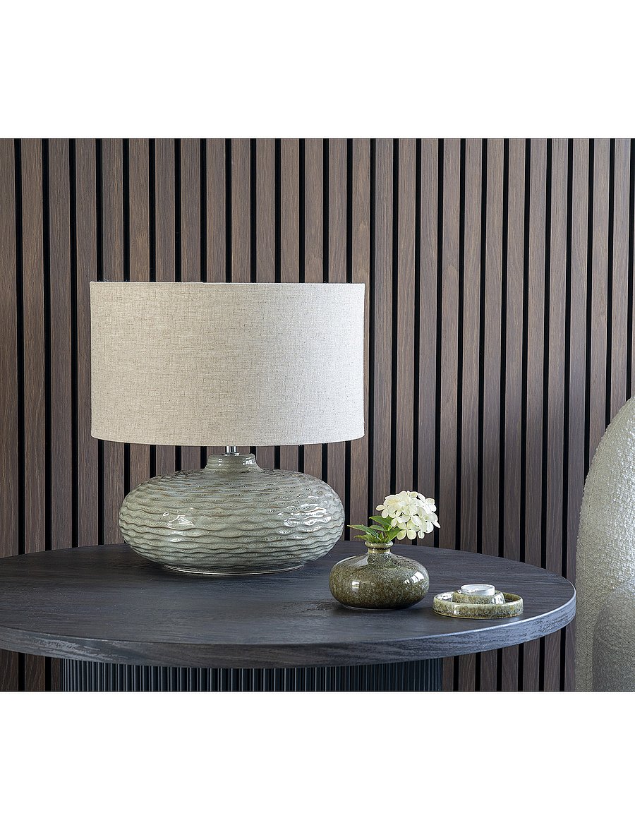 House Nordic - Misa - Table Lamp, green ceramic with lampshade - schreibtisch- & tischlampen - green - 3