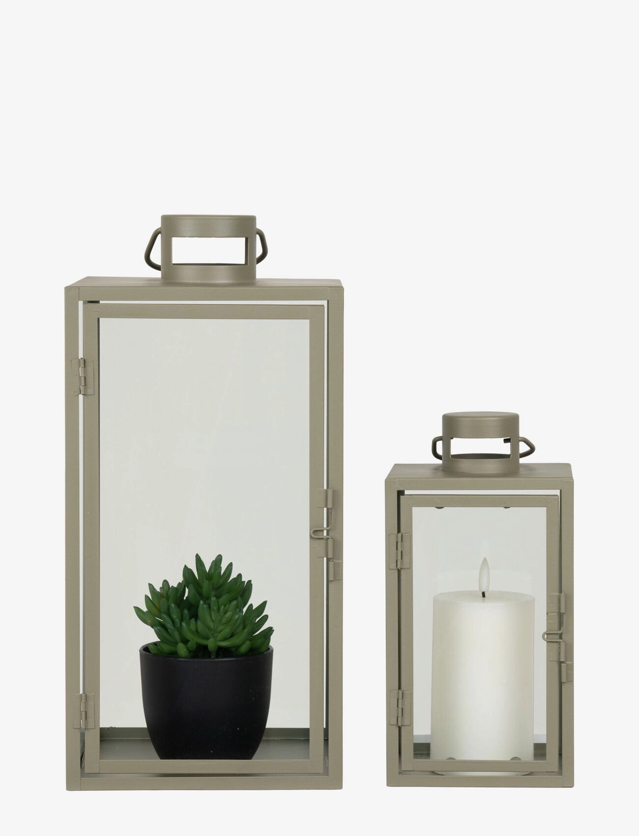 House Nordic - Alva - Lanterns, metal/glass, green, set of 2 - lanterns - green - 2