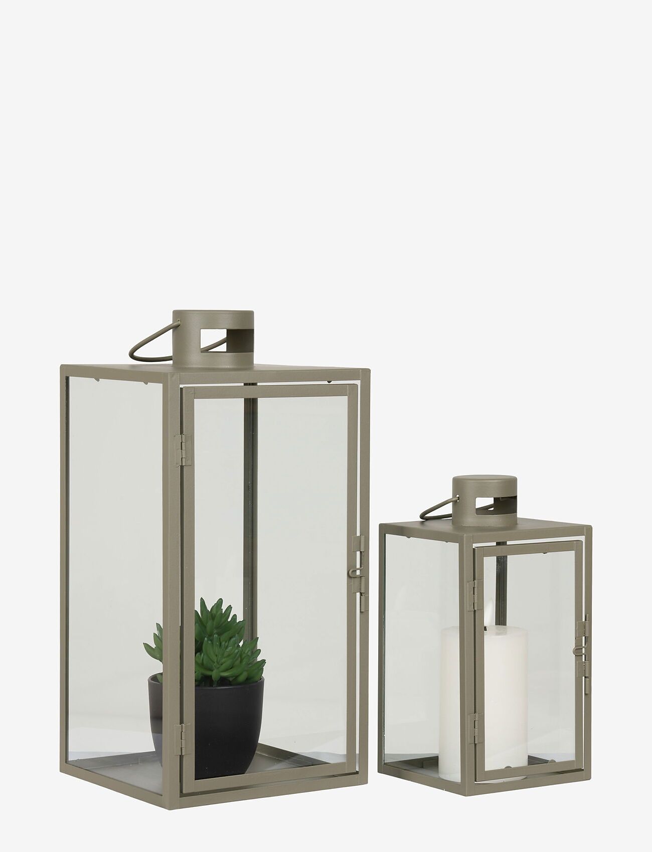 House Nordic - Alva - Lanterns, metal/glass, green, set of 2 - köp efter pris - green - 2