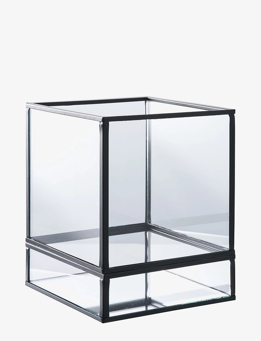 House Nordic - Inga - Hurricane candle holder, black, metal/glass, 12x15 cm - laternad - black - 2