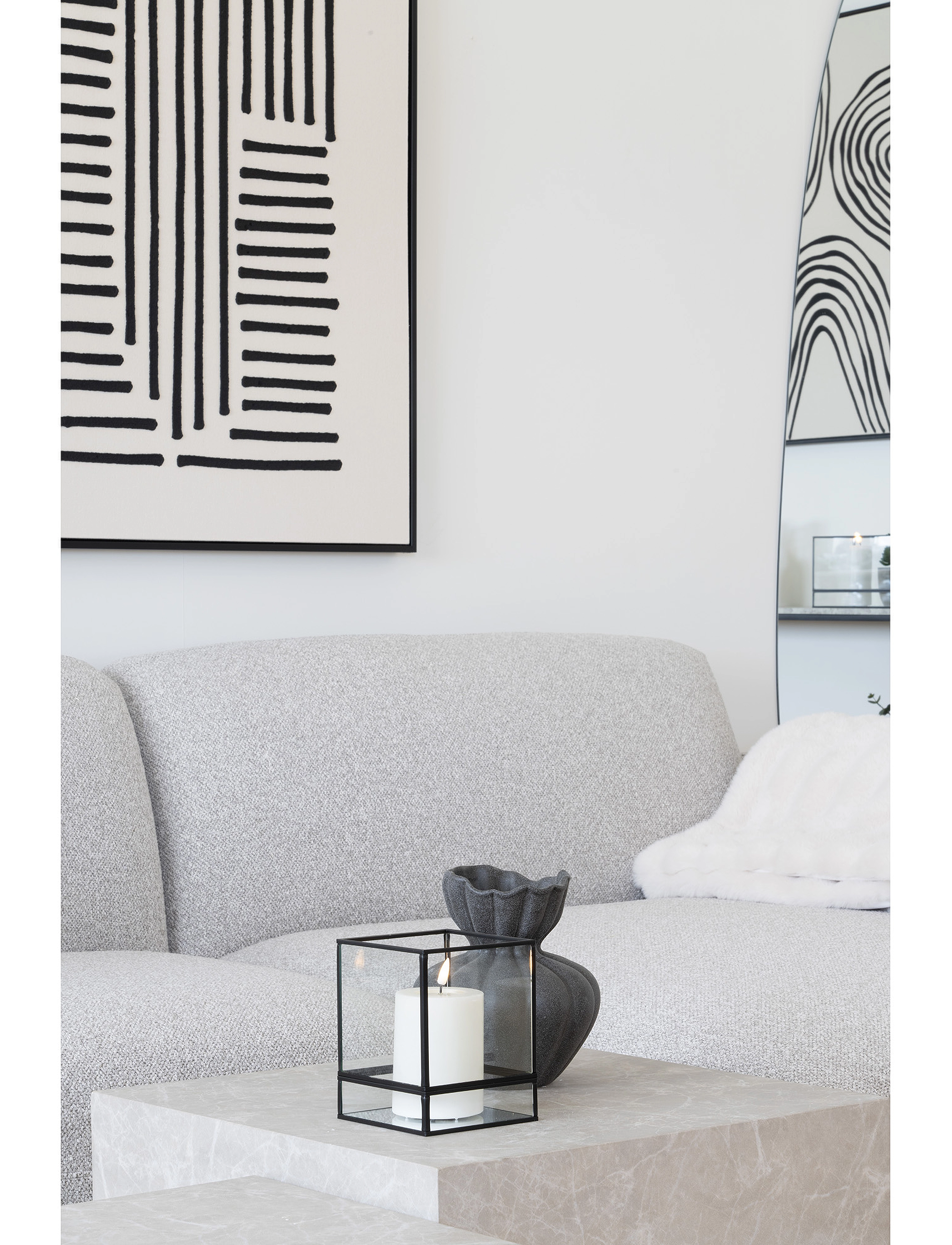 House Nordic Inga Hurricane Candle Holder, Black, Metal/Glass, 12X15 Cm, 15X12X12 cm, Candlesticks & Tealight Holders, Schwarz - Indoor Lanterns, Home