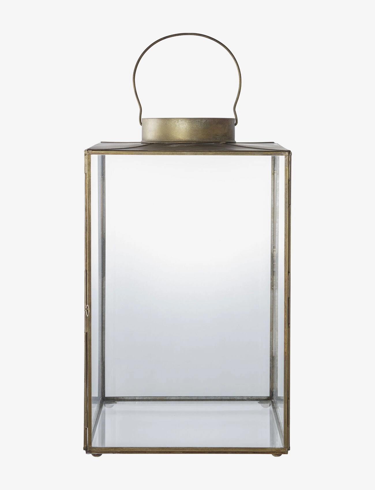 House Nordic Lene Lantern, Metal/Glass, Antique Brass Look, Indendørs lanterne, Guld, Str: 42X24.5X24.5CM
