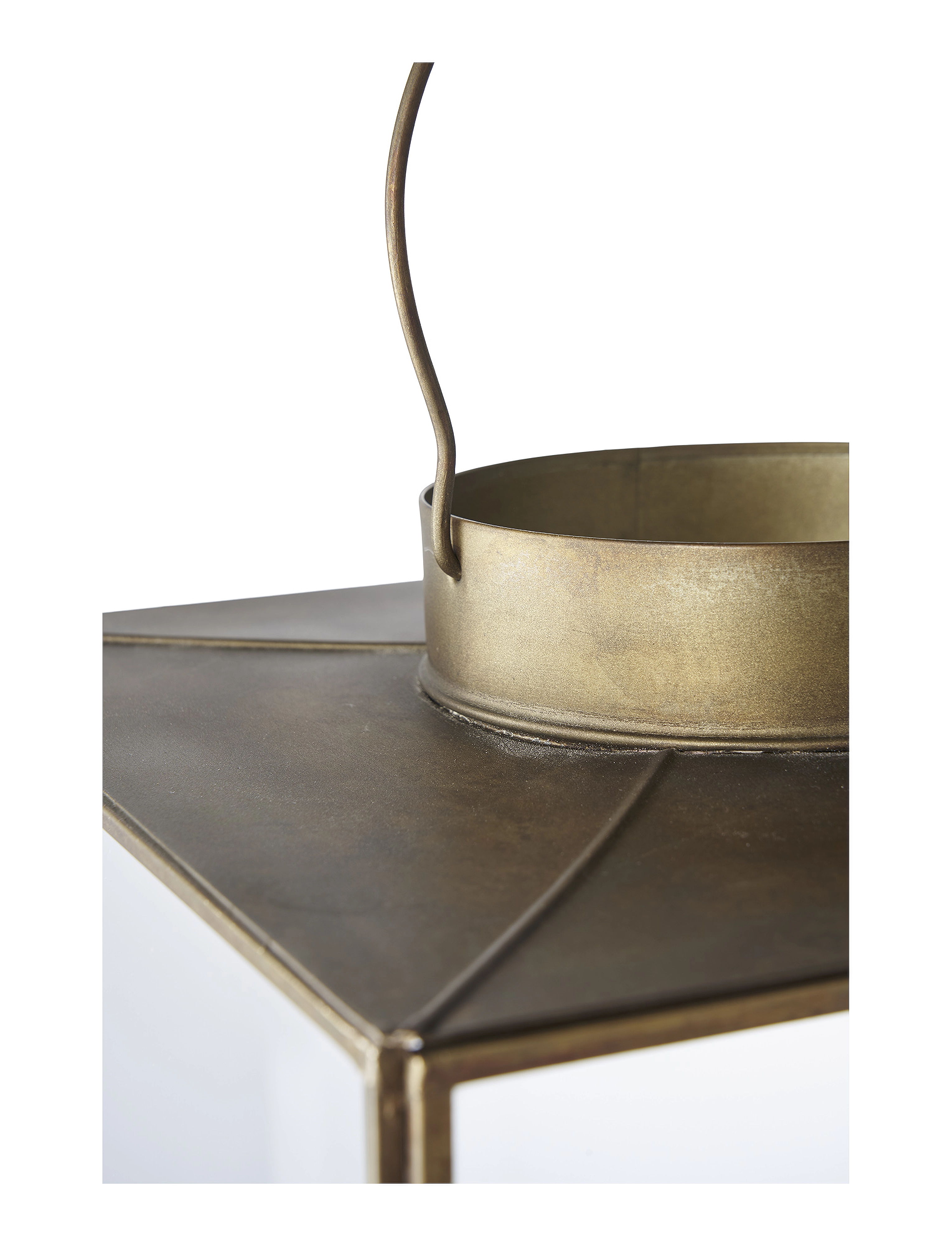 House Nordic Lene Lantern, Metal/Glass, Antique Brass Look, 42X24.5X24.5 cm, Candlesticks & Tealight Holders, Gold - Indoor Lanterns, Homeware