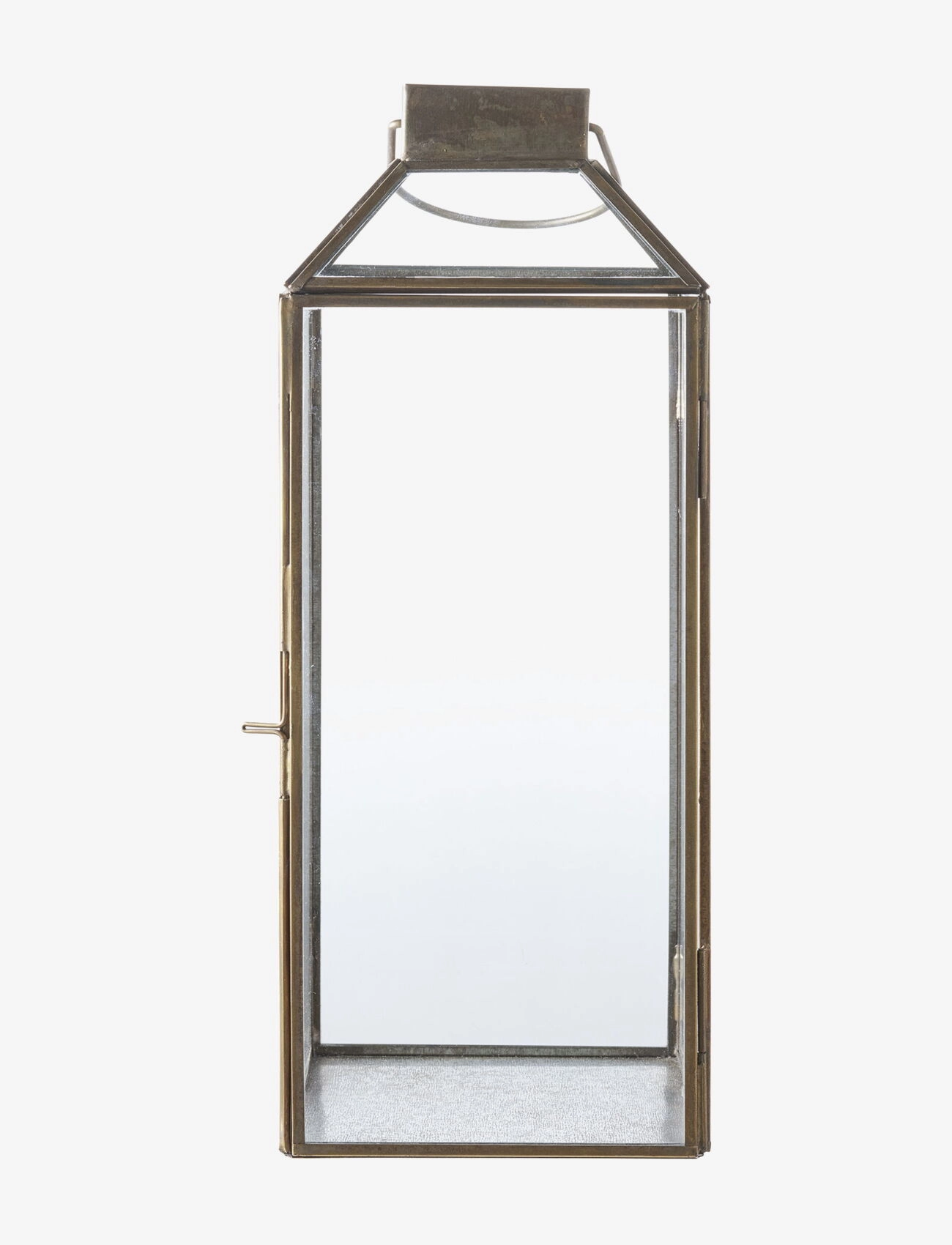 House Nordic Oline Lantern, Metal/Glass, Antique Brass Look, Indendørs lanterne, Guld, Str: 35X13.5X13.5CM