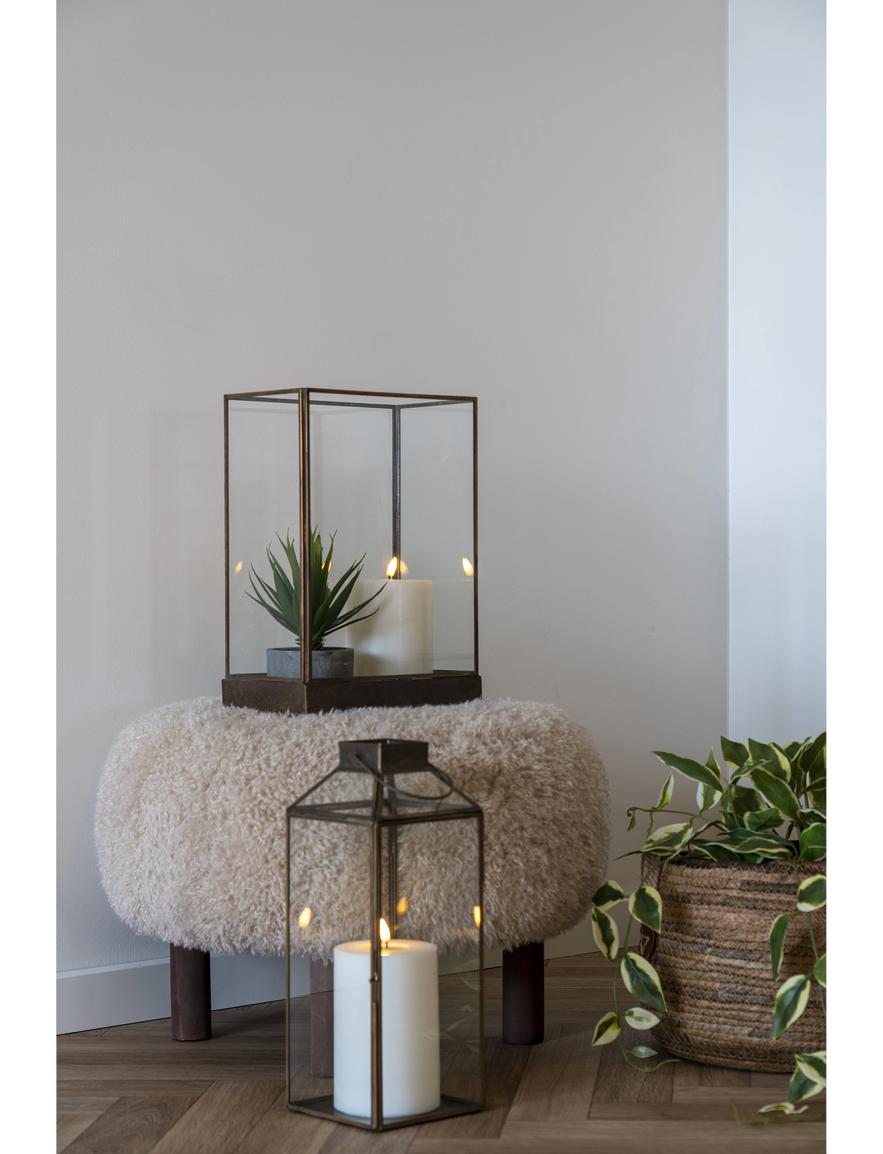 House Nordic - Oline - Lantern, metal/glass, antique brass look - lyhdyt - antique brass look - 3