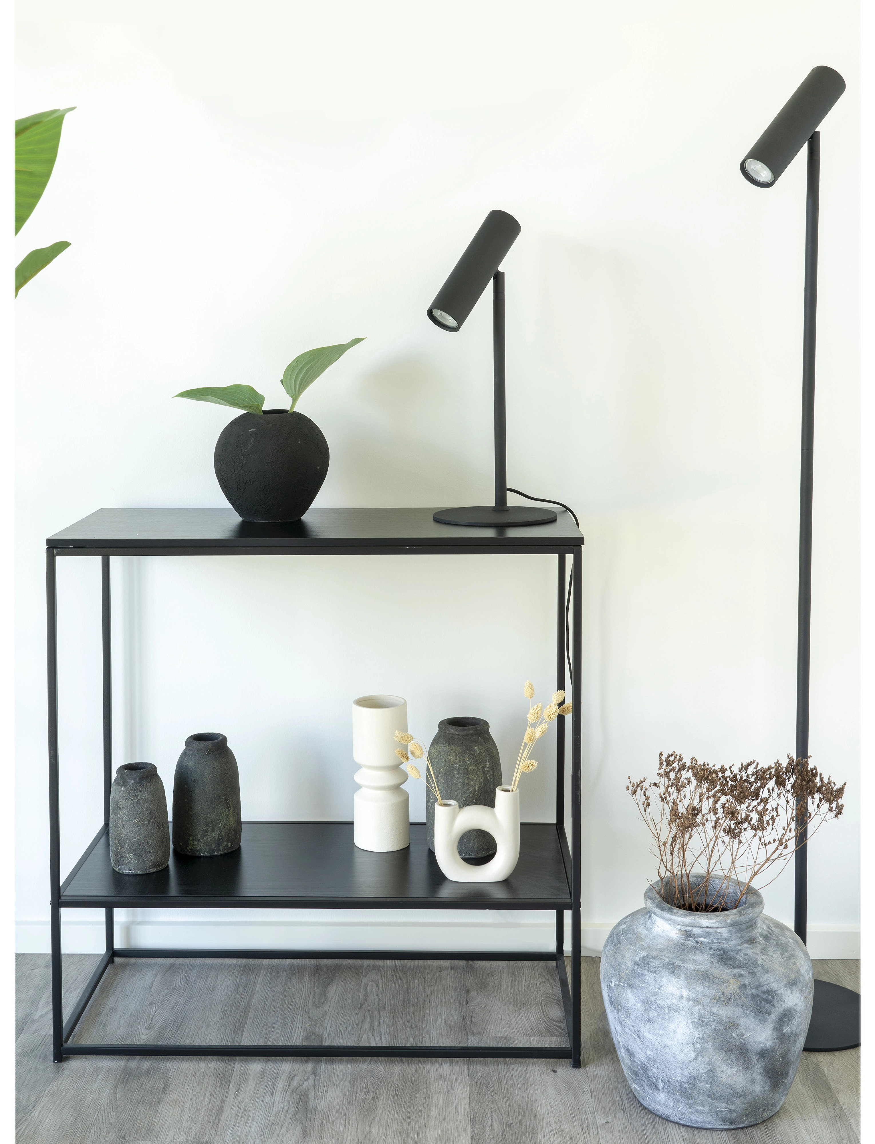 House Nordic - Nida - Lamp, black, 210 cm fabric cord - vloerlampen - black - 3