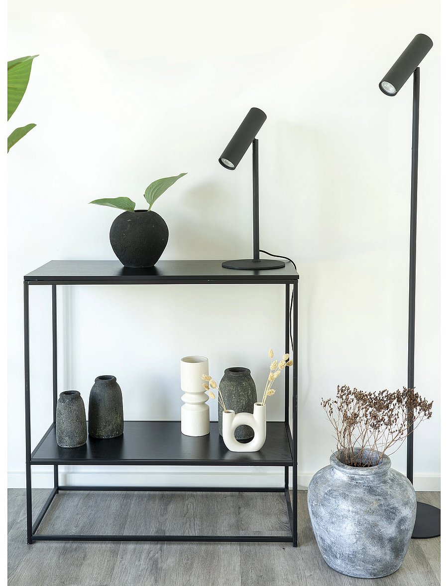 House Nordic - Nida - Lamp, black, 210 cm fabric cord - stehlampen - black - 3