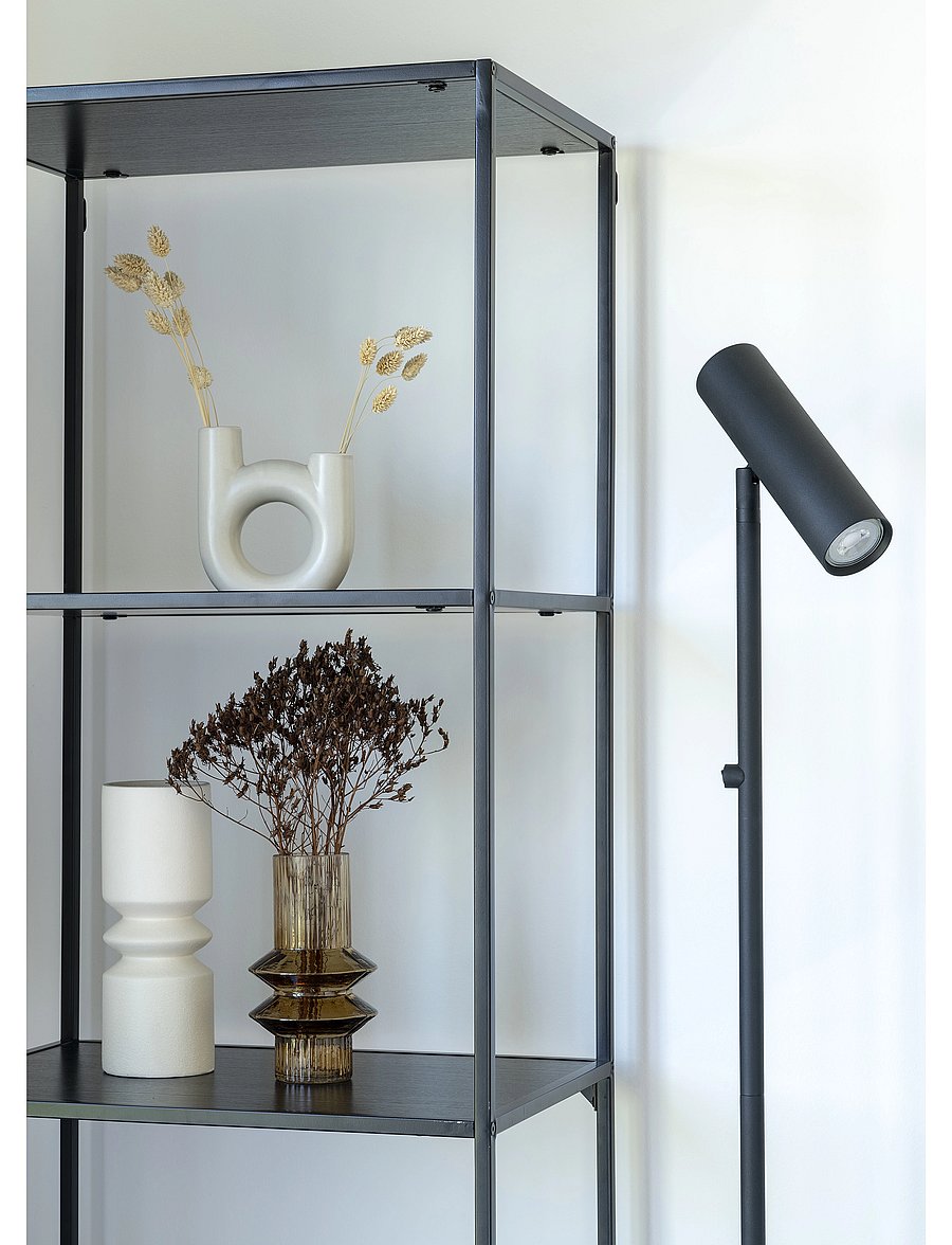 House Nordic - Nida - Lamp, black, 210 cm fabric cord - stehlampen - black - 4
