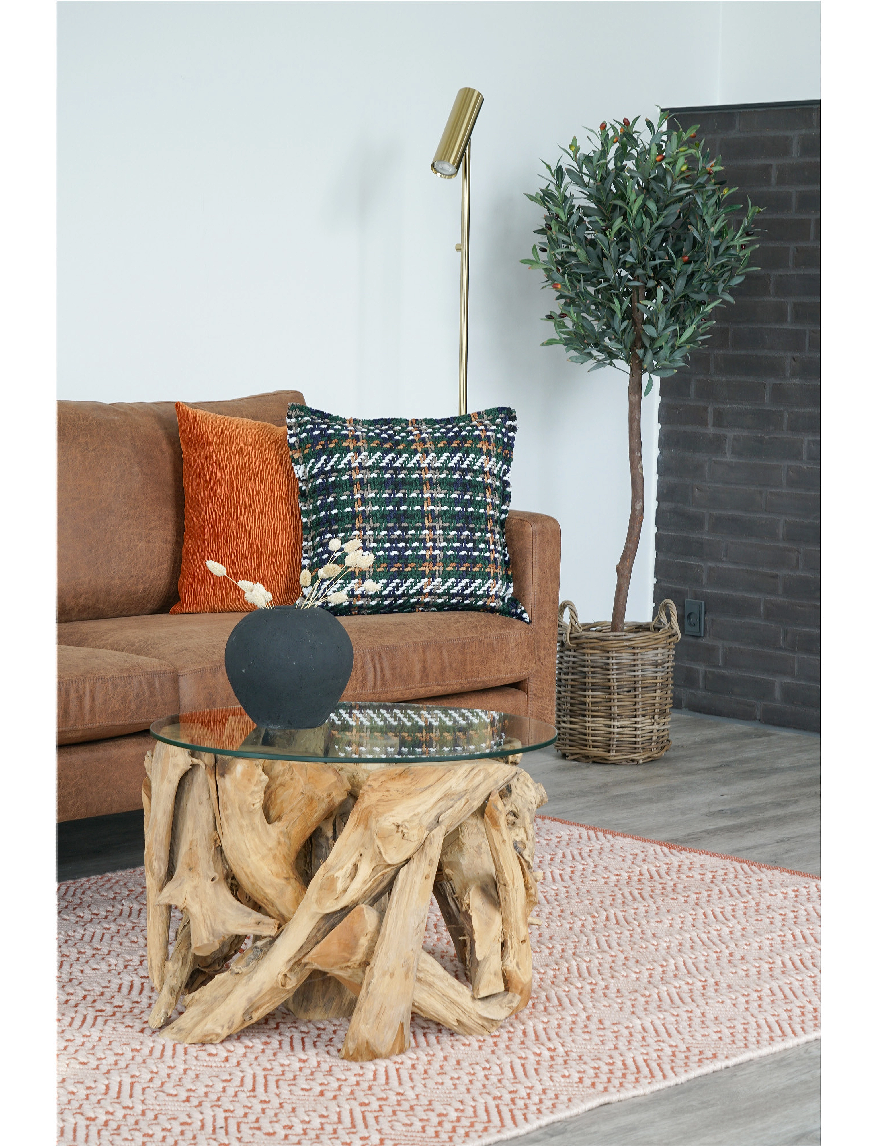 House Nordic - Nida - Lamp, brass, 210 cm fabric cord - lampadaires - brass - 3