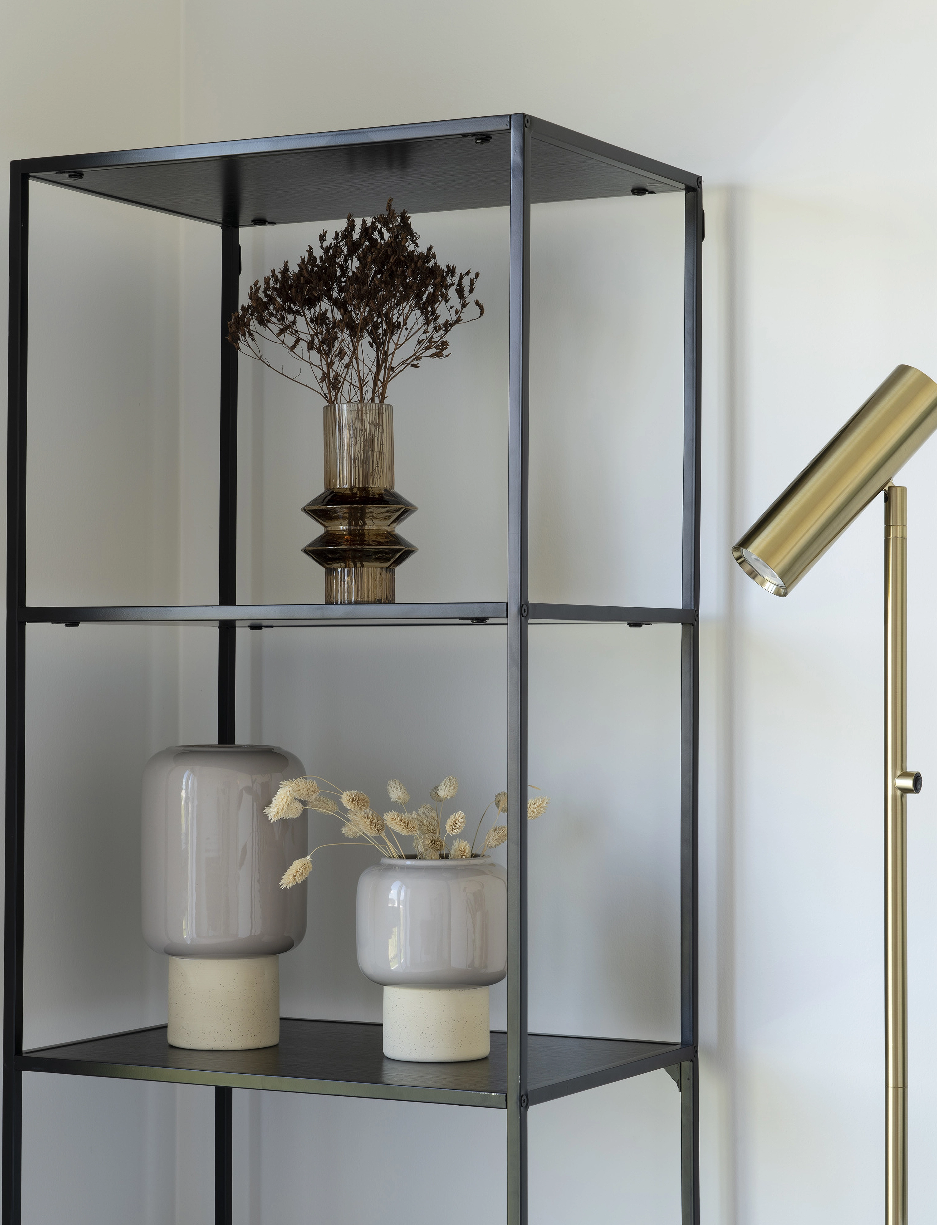 House Nordic - Nida - Lamp, brass, 210 cm fabric cord - lampadaires - brass - 5