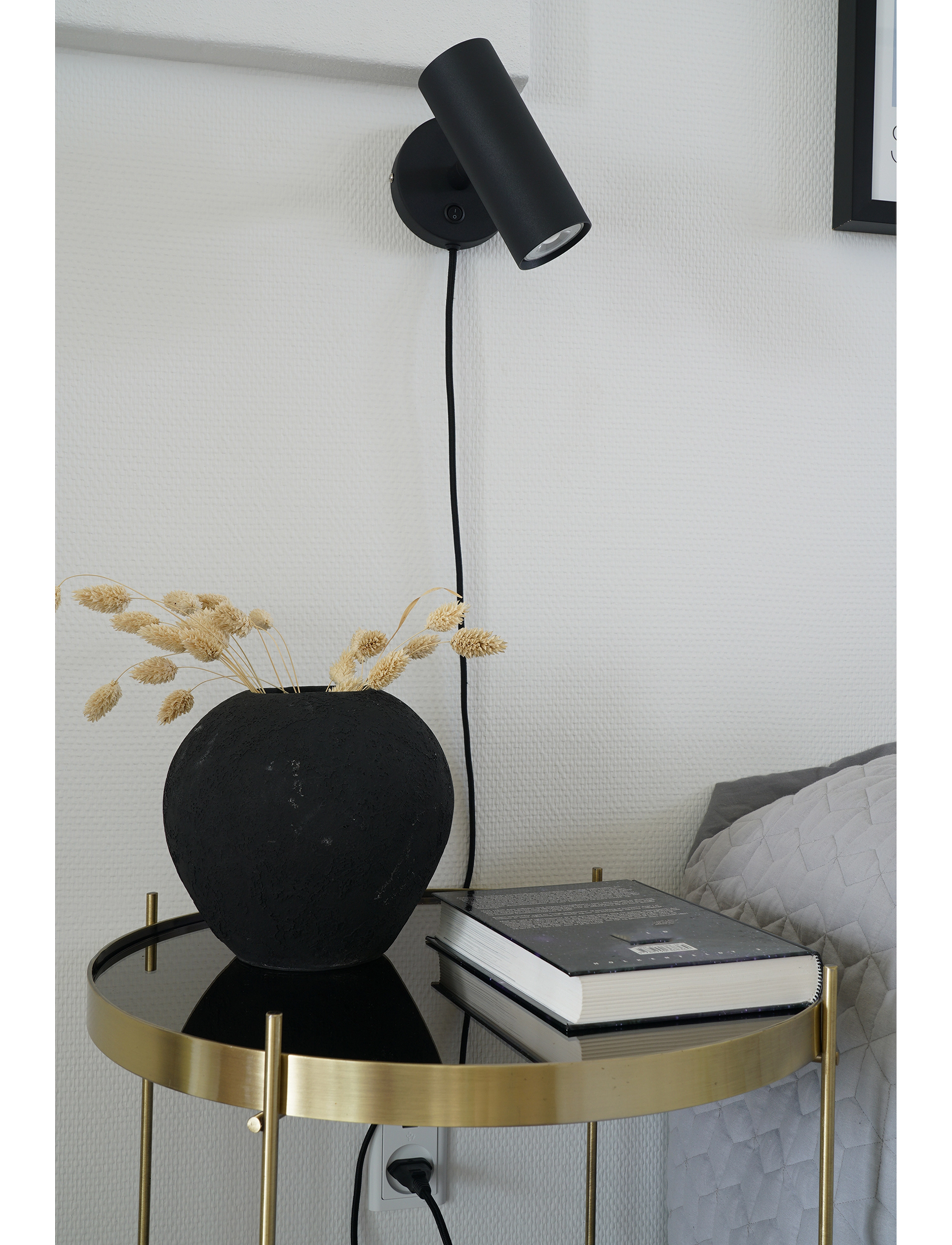 House Nordic Nida Lamp, Black, 190 Cm Fabric Cord, 22X10X15 cm, Lamps, Schwarz - Wall Homeware