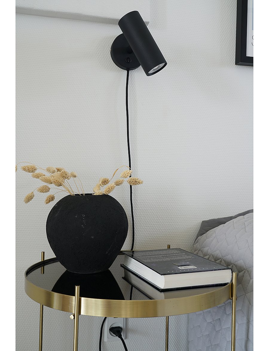 House Nordic - Nida - Lamp, black, 190 cm fabric cord - wandleuchten - black - 0