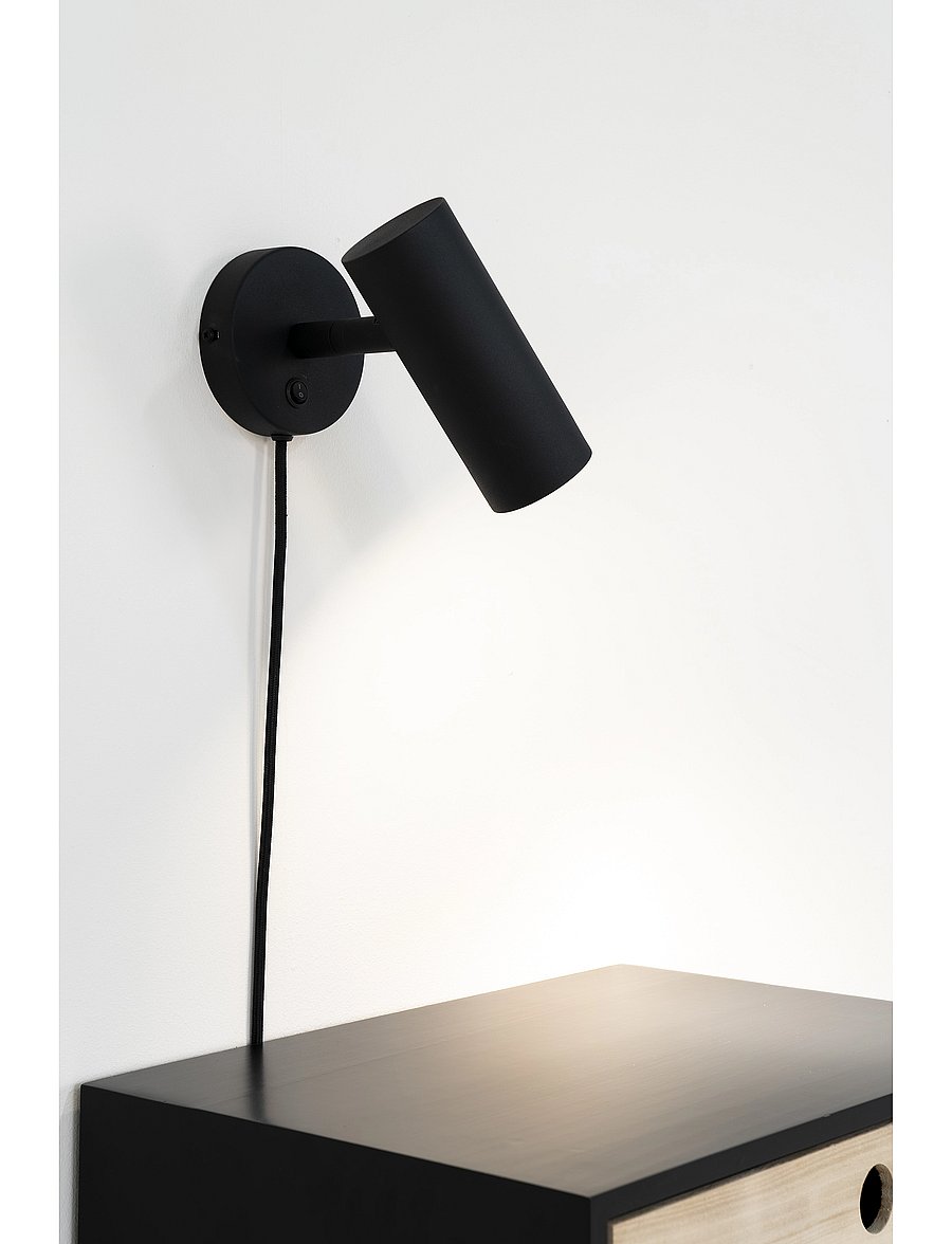 House Nordic - Nida - Lamp, black, 190 cm fabric cord - wandleuchten - black - 4